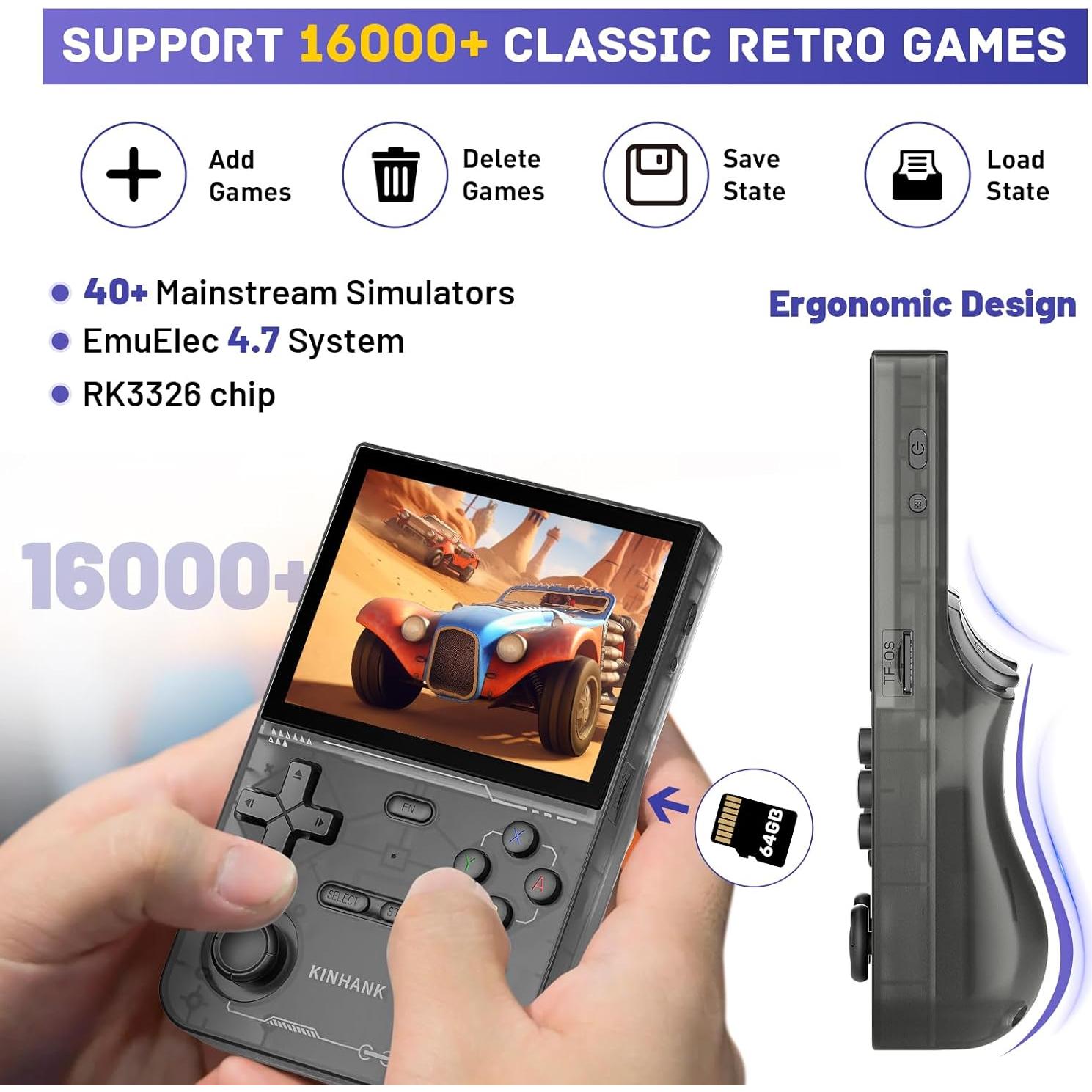 Consola de Juegos Portátil Kinhank K36 9000 Juegos 64GB IPS 3.5"