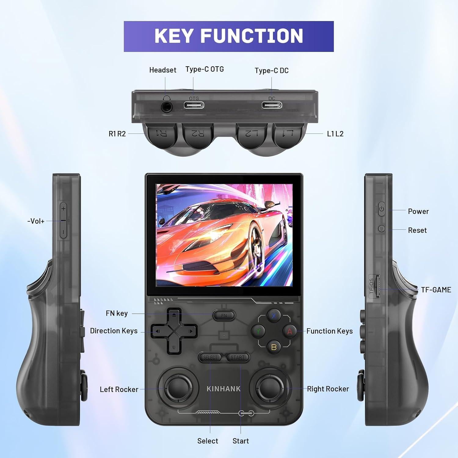 Consola de Juegos Portátil Kinhank K36 9000 Juegos 64GB IPS 3.5"