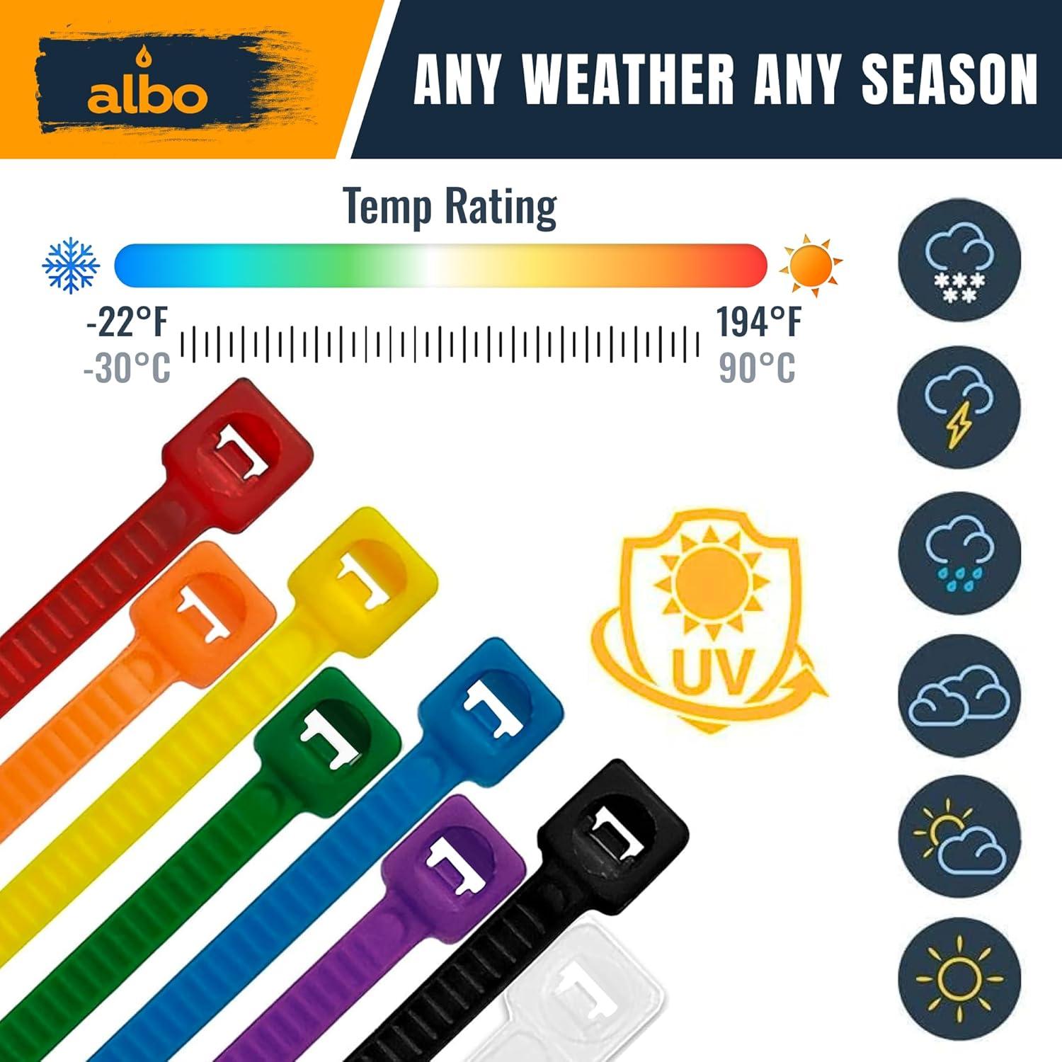 Bridas de Colores ALBO 150 mm 800 Piezas Nylon Resistente UV