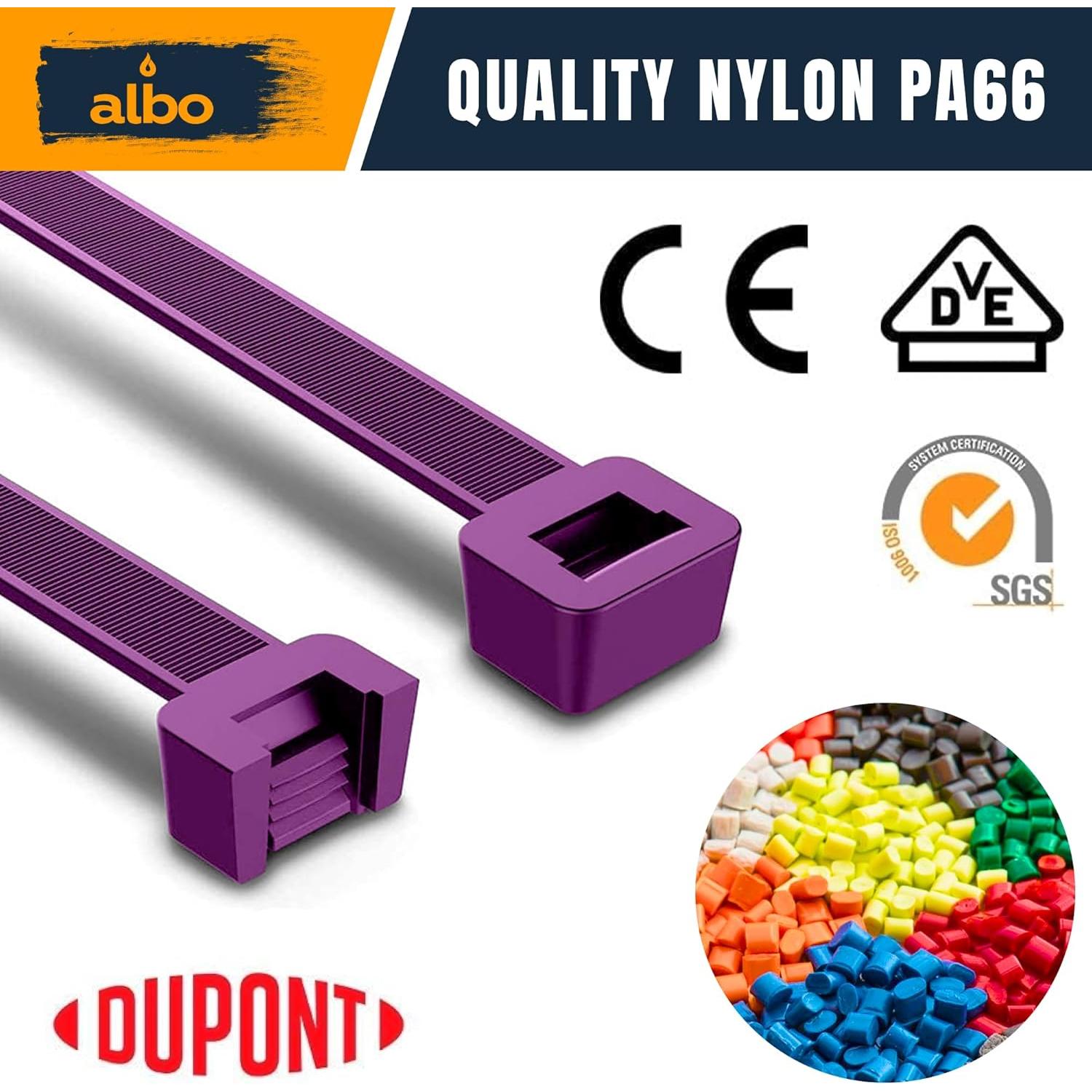 Bridas de Colores ALBO 150 mm 800 Piezas Nylon Resistente UV