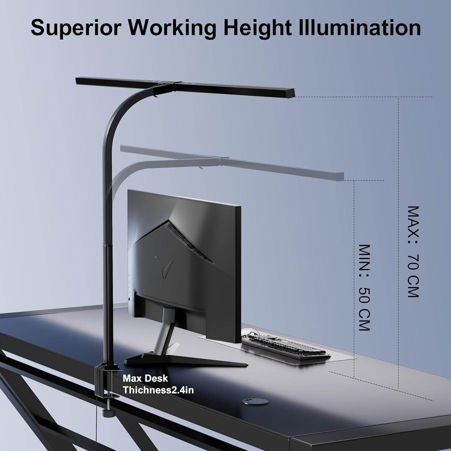 Lámpara de Escritorio LED Deeloop 80cm 24W Ajustable con Abrazadera