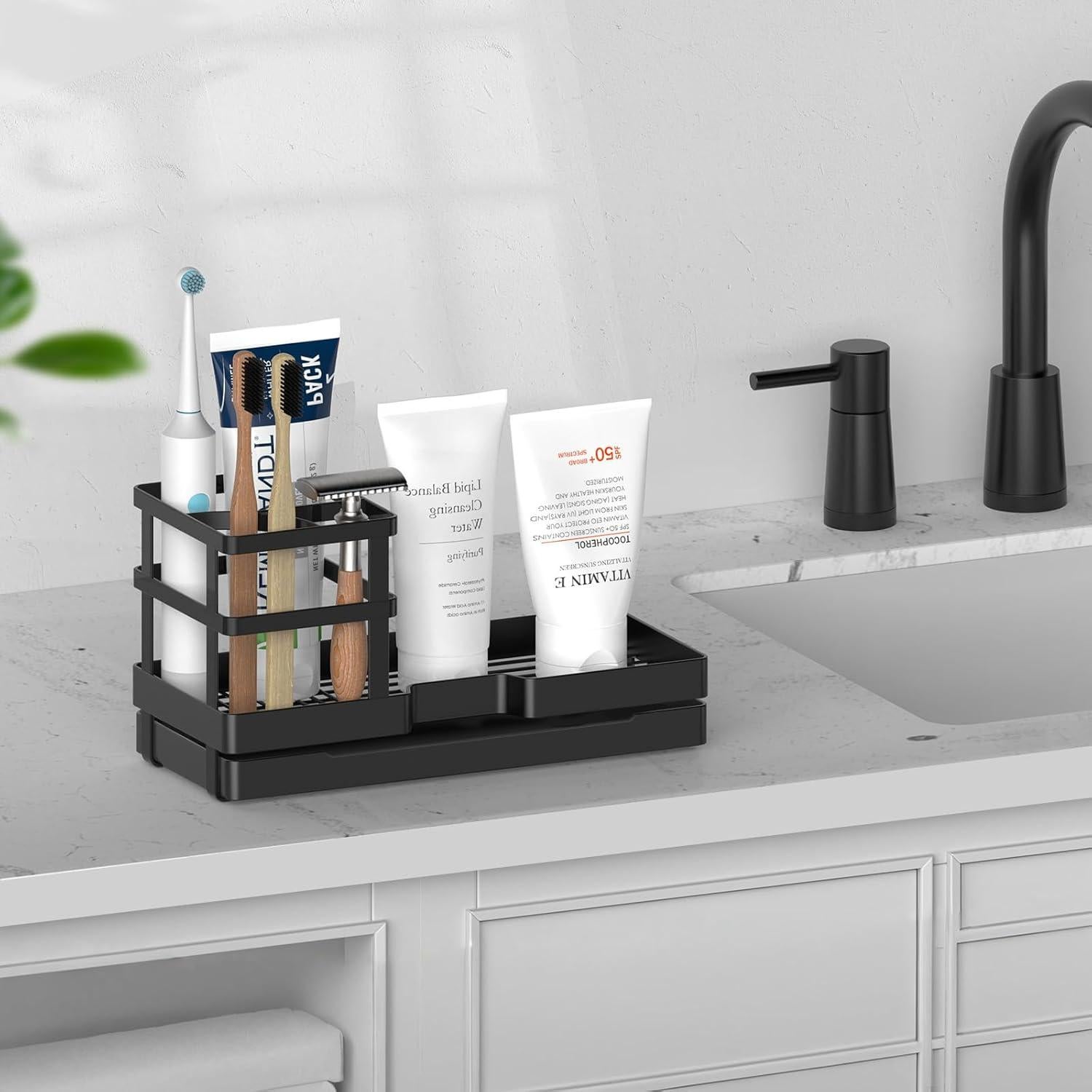 Soporte para Cepillos de Dientes MYITYARD con Drenaje, Negro