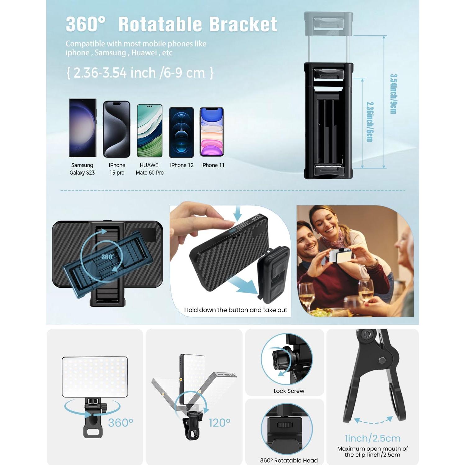 Luz LED de Selfie Auriani AUR-3IN1-FL Recargable 3000mAh