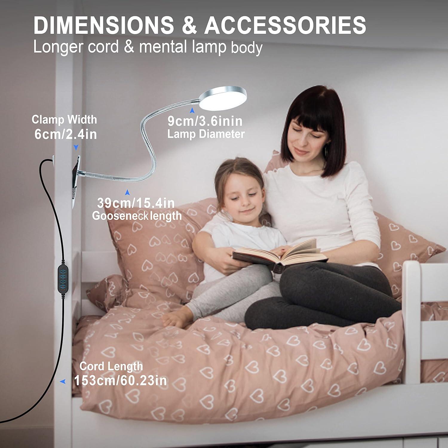 Lámpara de lectura con clip LiFMIRA 10 niveles brillo 5 modos color