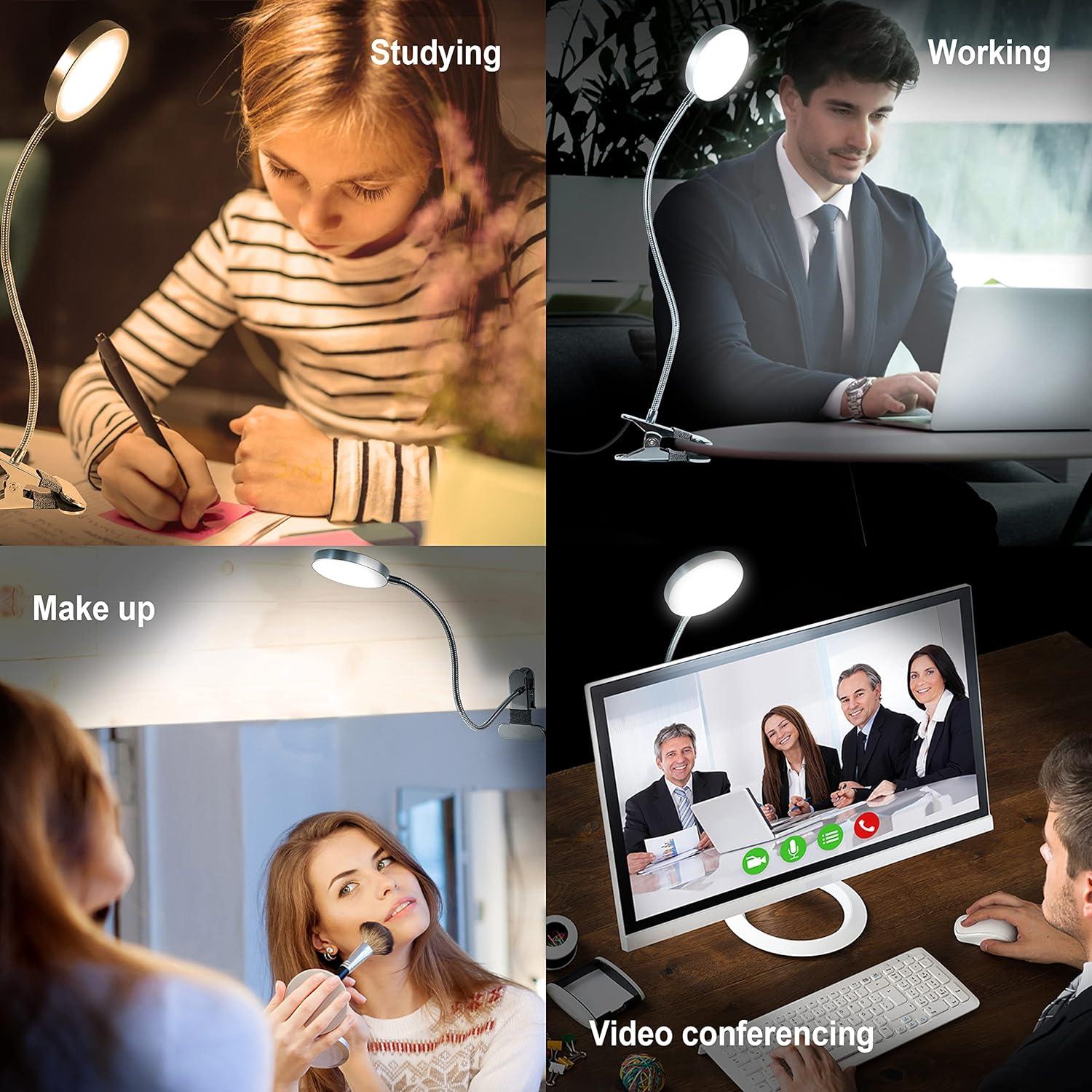 Lámpara de lectura con clip LiFMIRA 10 niveles brillo 5 modos color