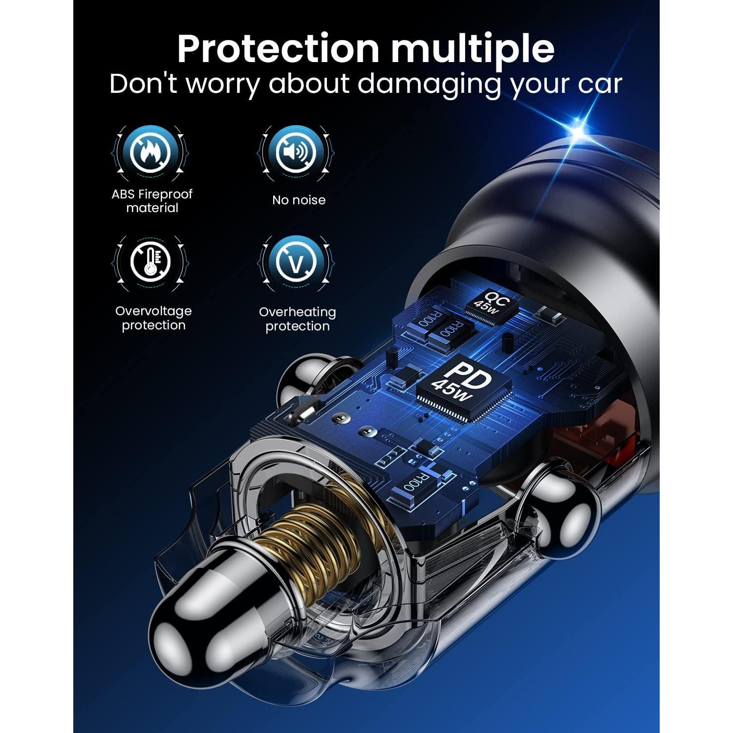 Cargador de Coche USB C 90W Pluggify con Carga Rápida PD y QC