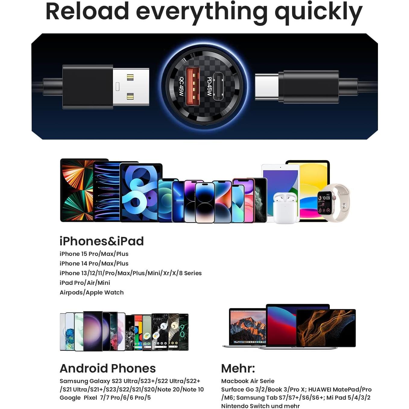 Cargador de Coche USB C 90W Pluggify con Carga Rápida PD y QC