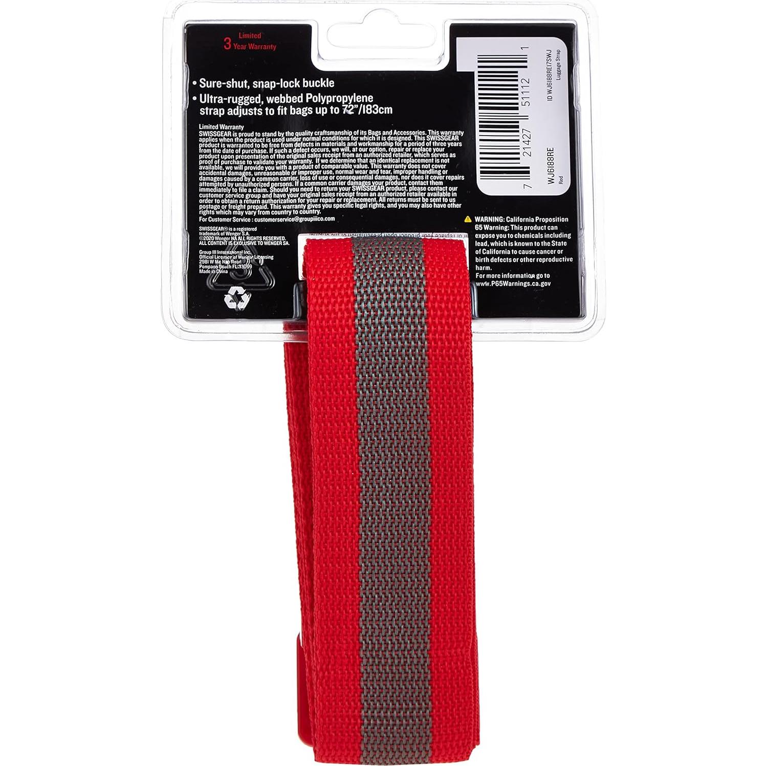Correa de Equipaje Ajustable SwissGear WJ6188 - Rojo, 182.88 cm