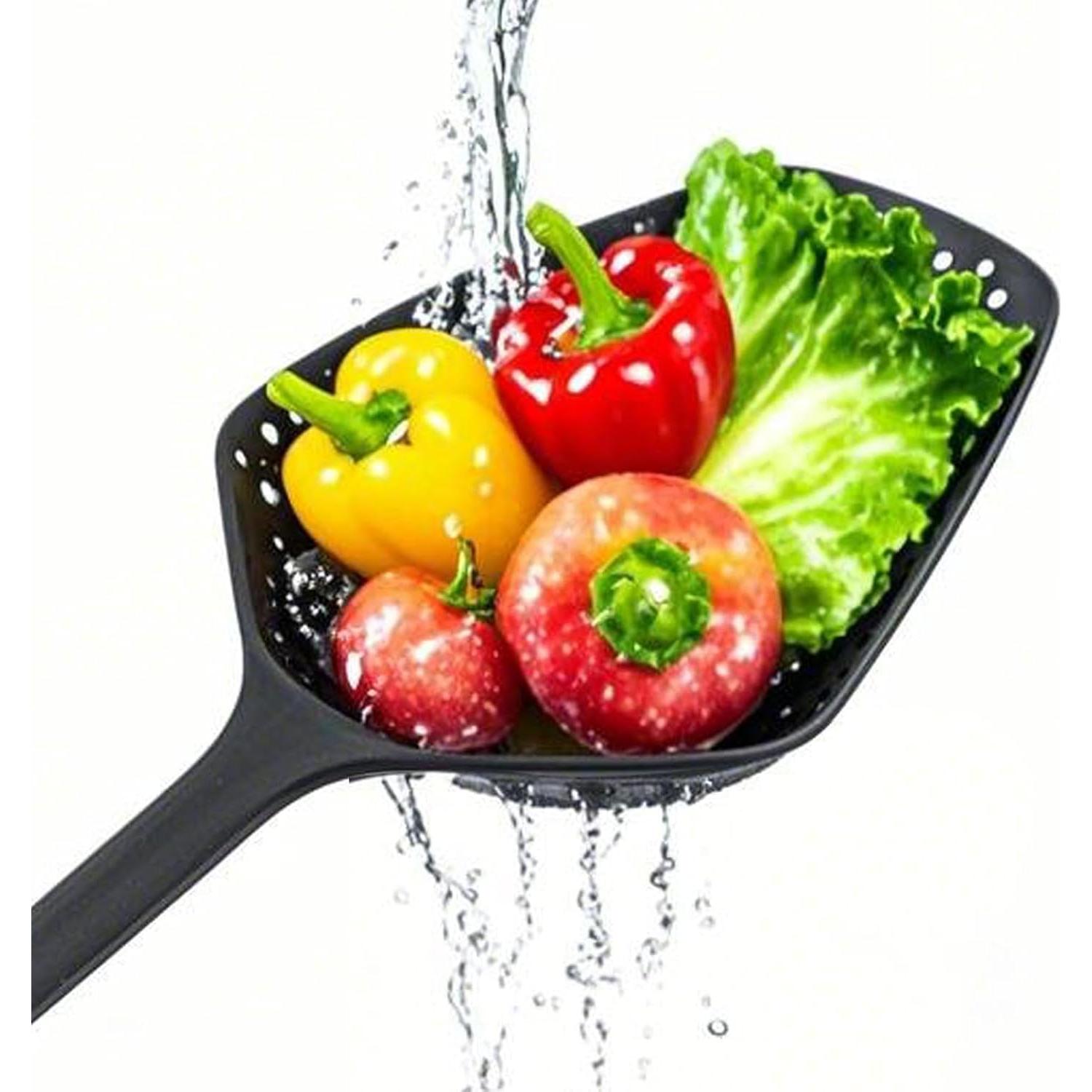 Cuchara Coladora de Plástico Jiozermi 34.5 cm Negra Multiusos