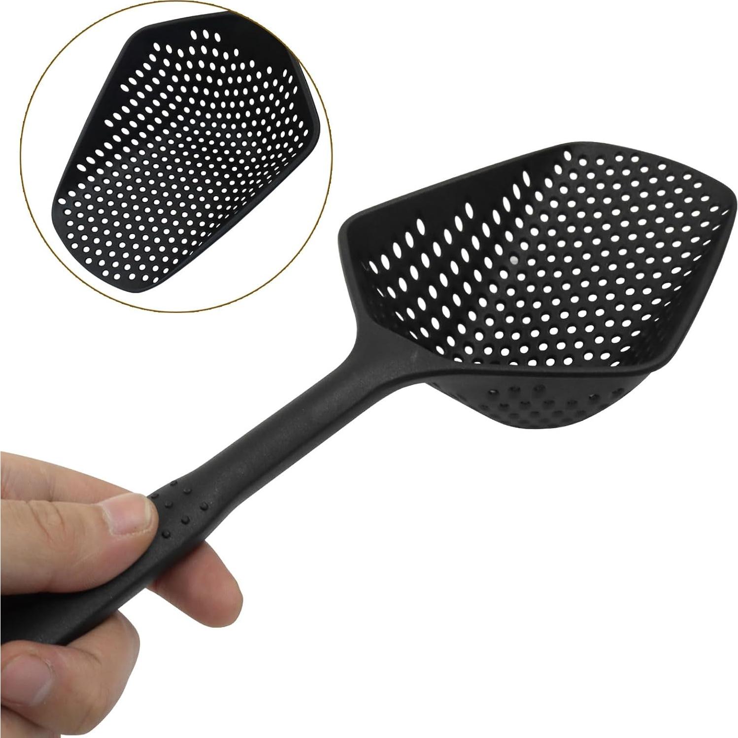 Cuchara Coladora de Plástico Jiozermi 34.5 cm Negra Multiusos