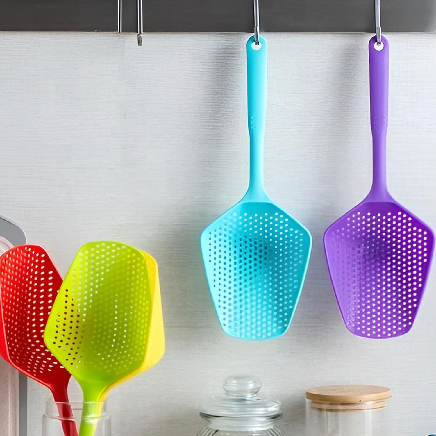 Cuchara Coladora de Plástico Jiozermi 34.5 cm Negra Multiusos