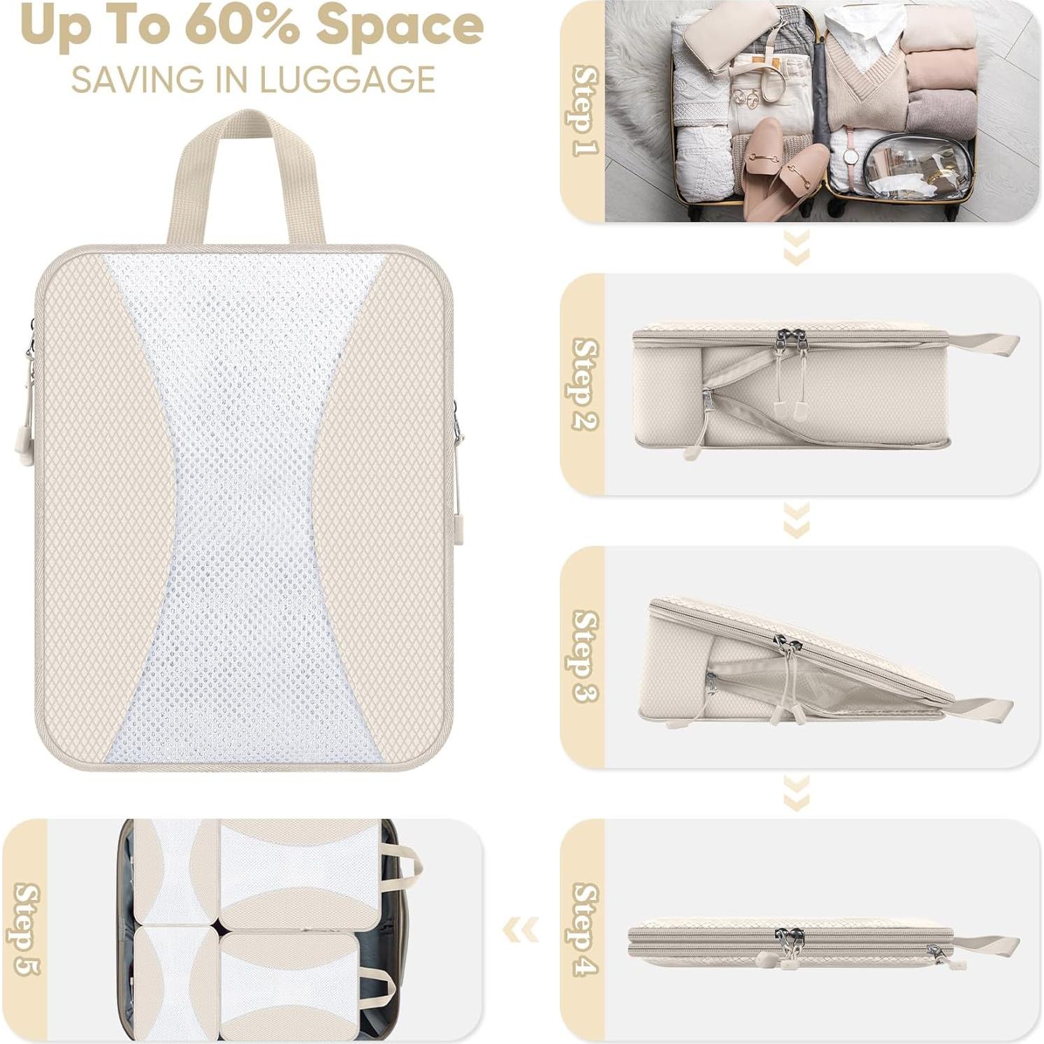 Set de 8 Cubos de Compresión Attmu para Viaje - Gris