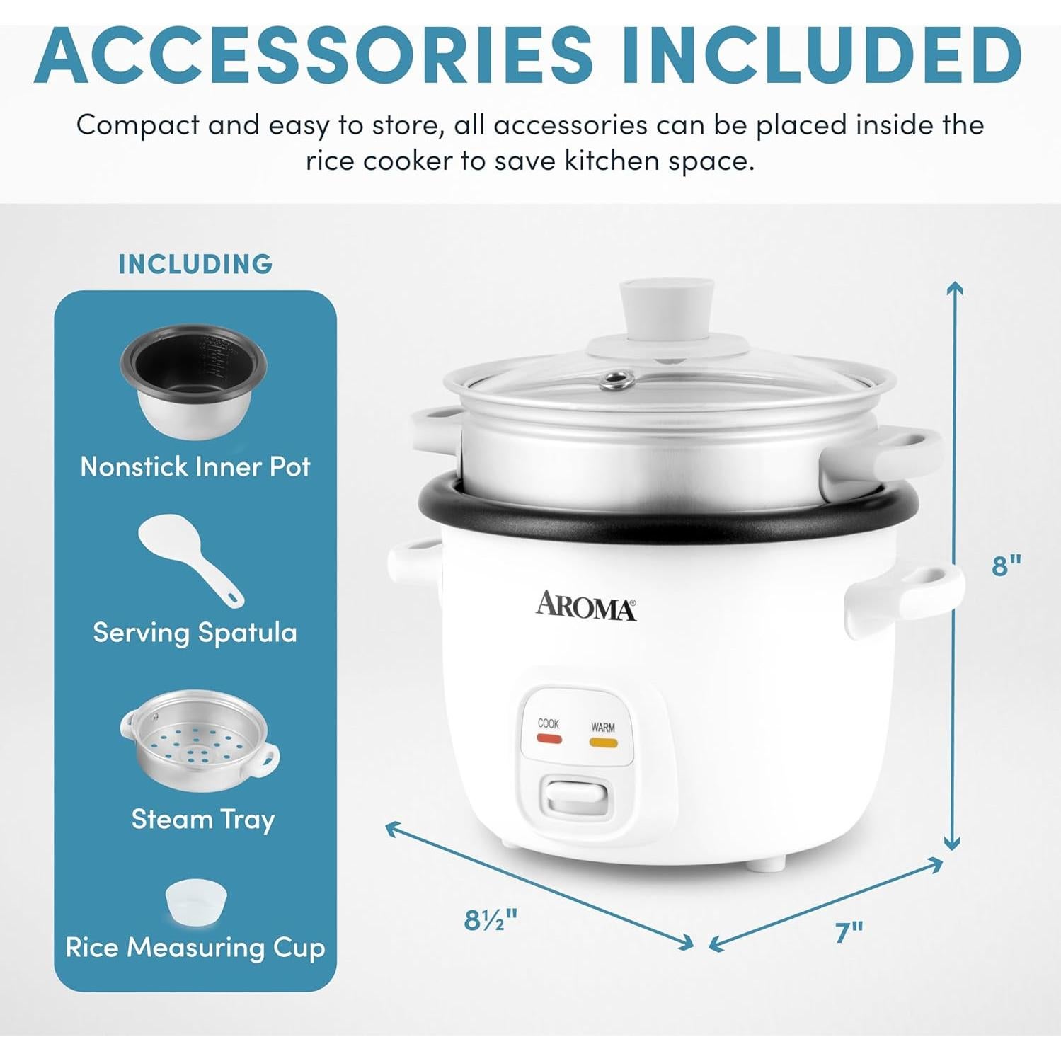 Olla Arrocera AROMA ARC-302-1NG 2-4 Tazas Blanca