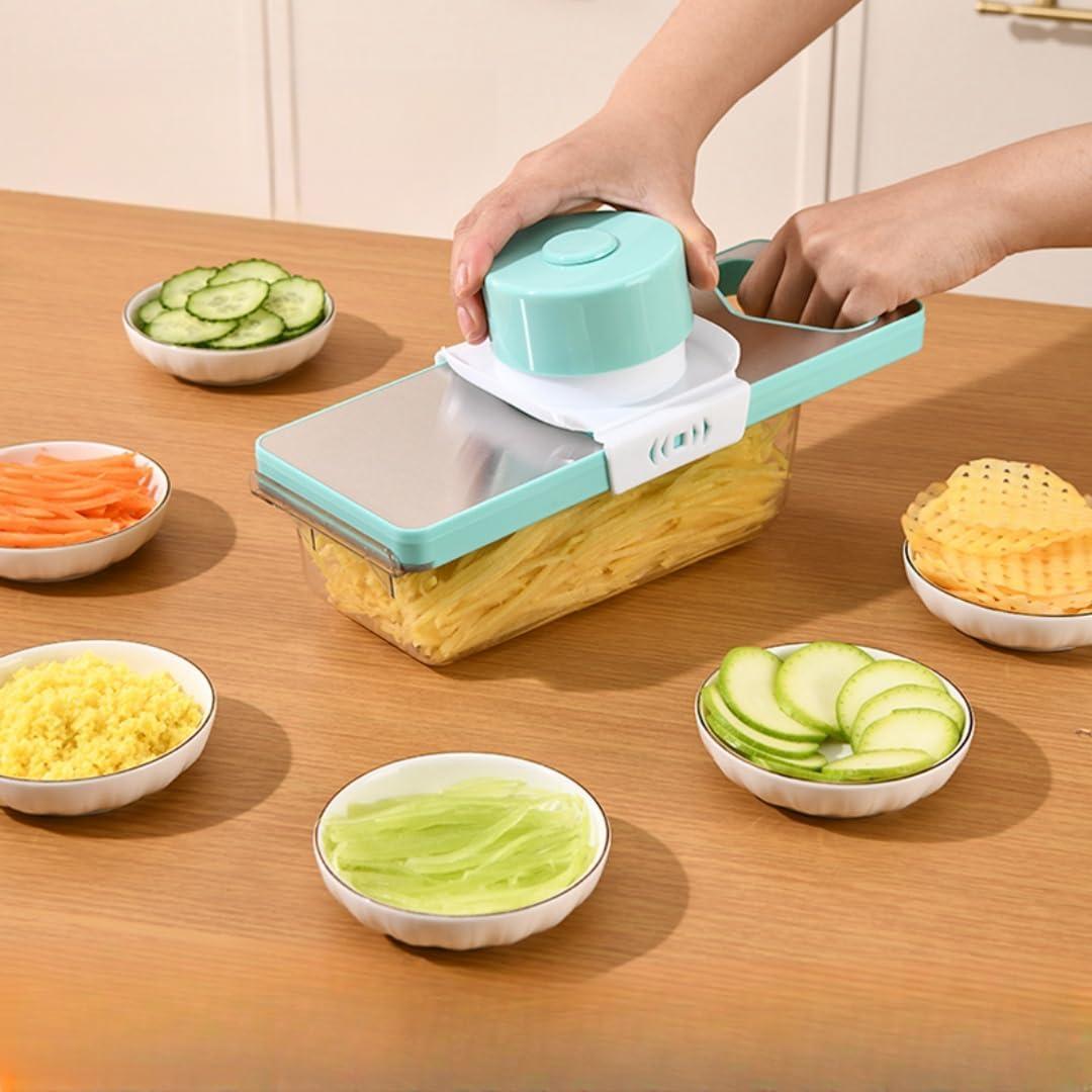 Rebanador Mandolina Chfcokmss FS-6&1 Verde, Acero Inoxidable