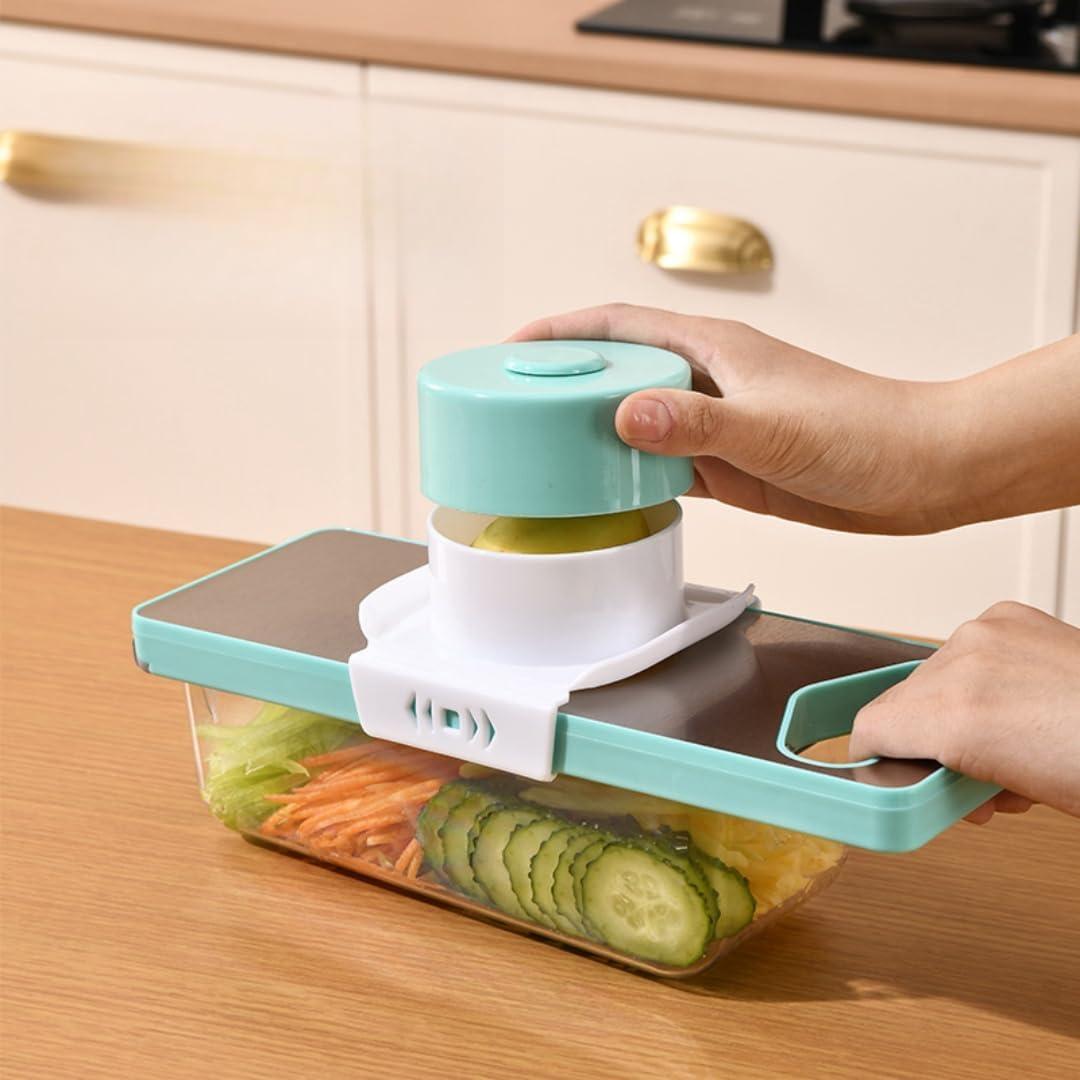 Rebanador Mandolina Chfcokmss FS-6&1 Verde, Acero Inoxidable