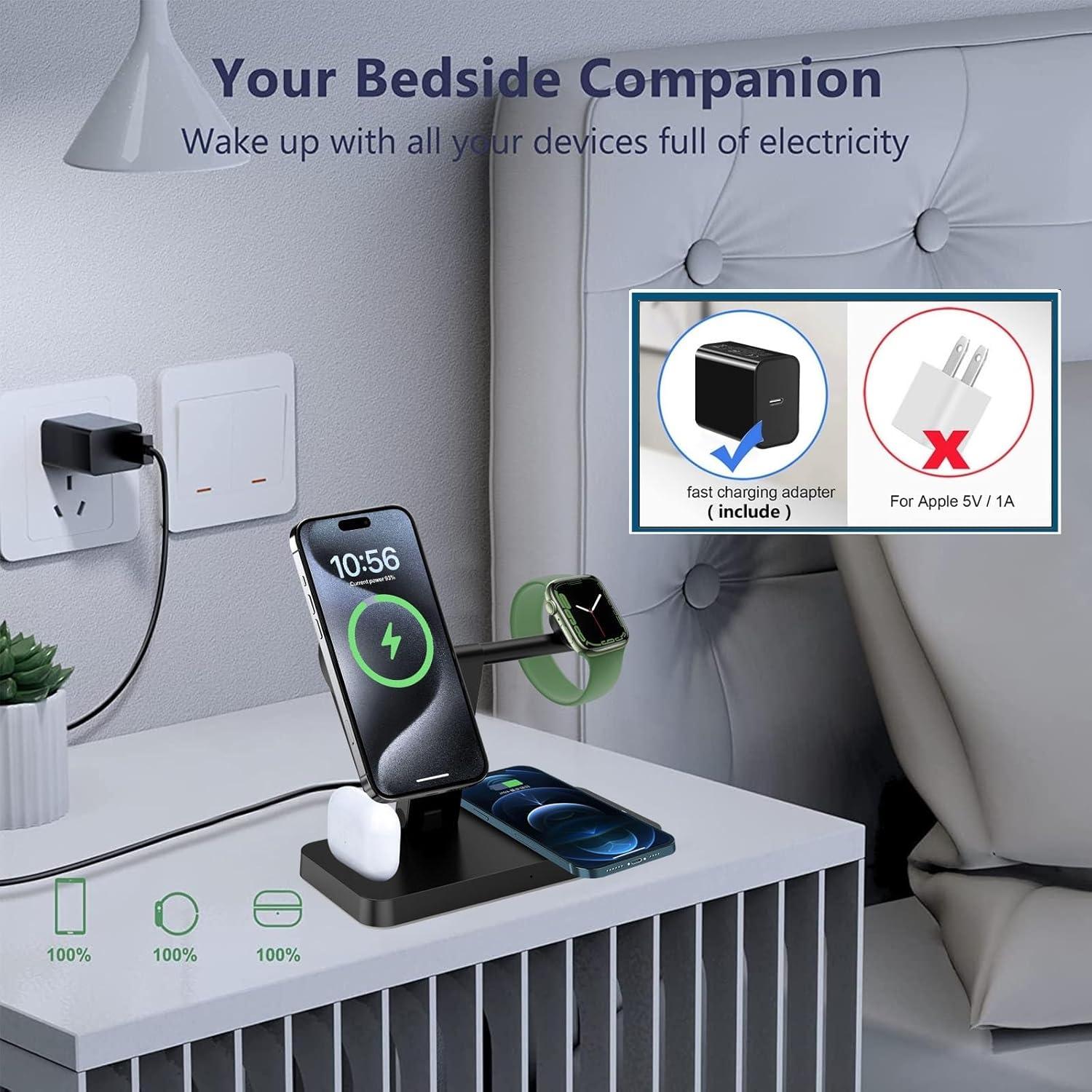 Estación de Carga Inalámbrica 4 en 1 PDKUAI MagSafe Negro