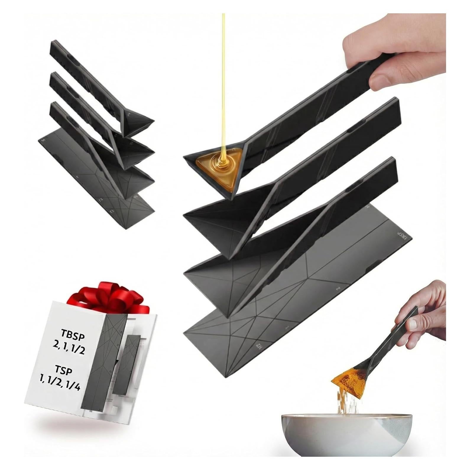 Cucharas Medidoras Plegables Polygons 6-en-1 Negro