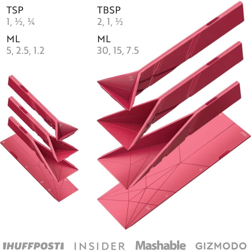 Cucharas Medidoras Plegables Polygons 6-en-1 Negro