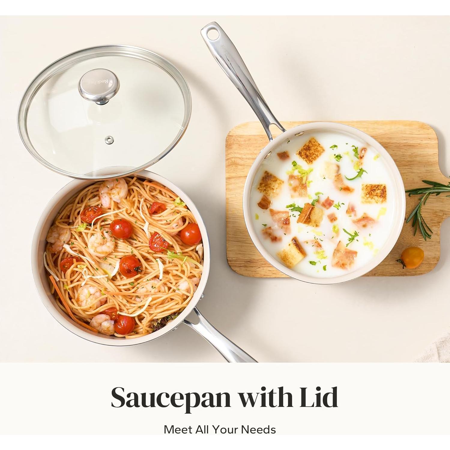 Cacerola de Cerámica Redchef 2.5QT Antiadherente Beige