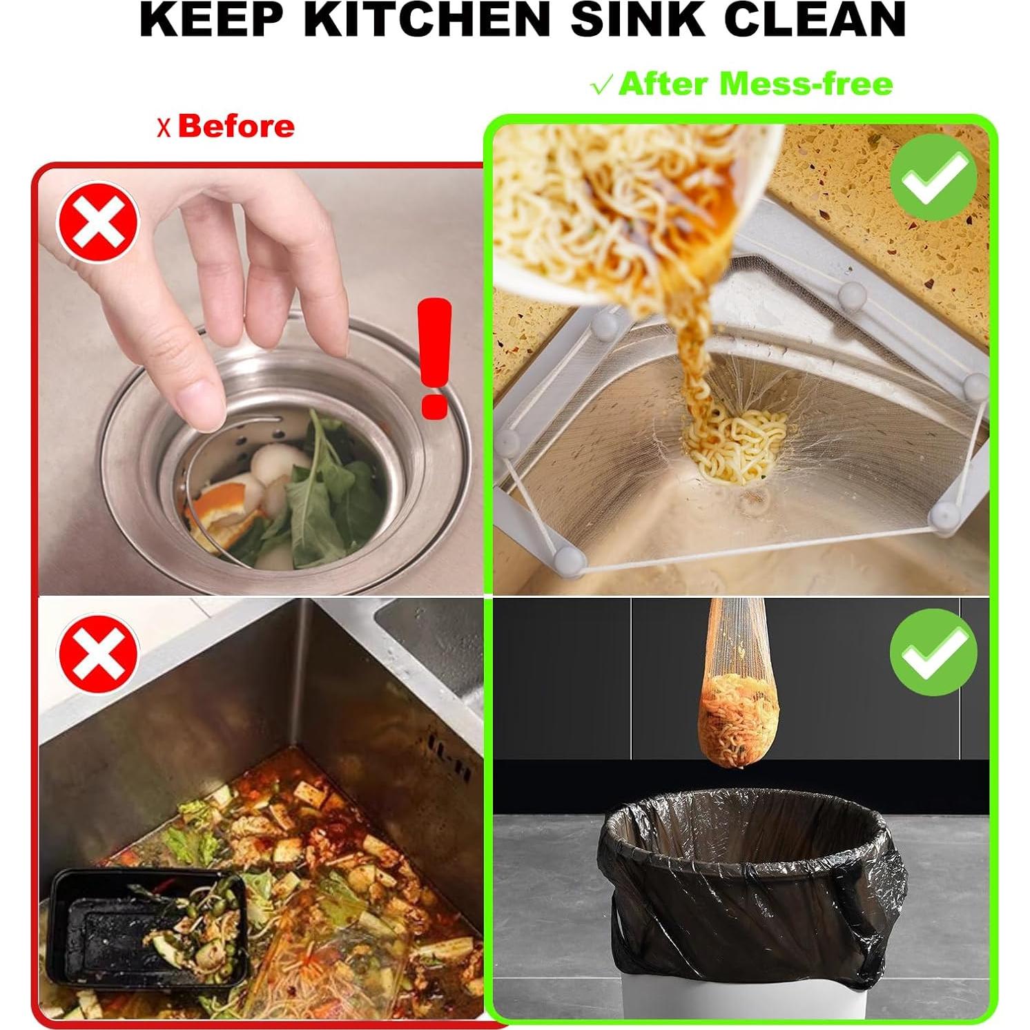 Colador de Fregadero JGFJGF Ajustable con 100 Bolsas de Malla