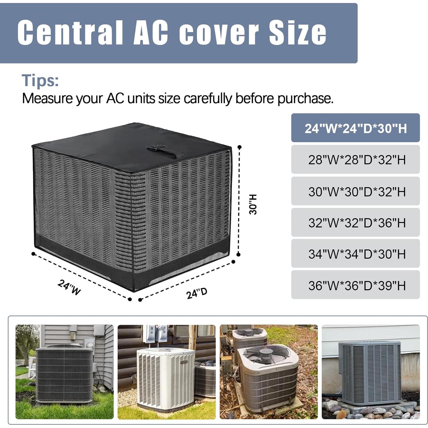 Cubierta de Aire Acondicionado Exterior SUNICO 61x61x76 cm Negra