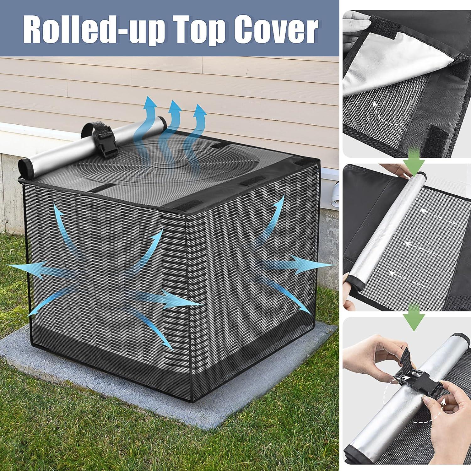 Cubierta de Aire Acondicionado Exterior SUNICO 61x61x76 cm Negra