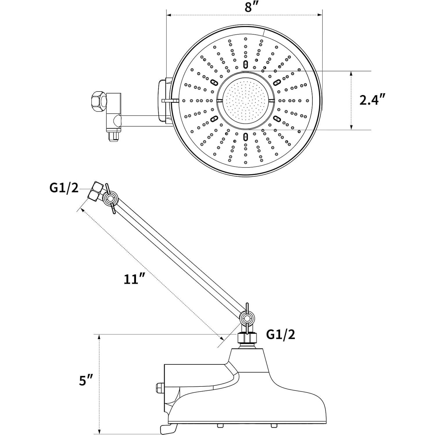 Cabezal de Ducha Filtrado EMBATHER 20.32 cm 3 Modos Ajustable
