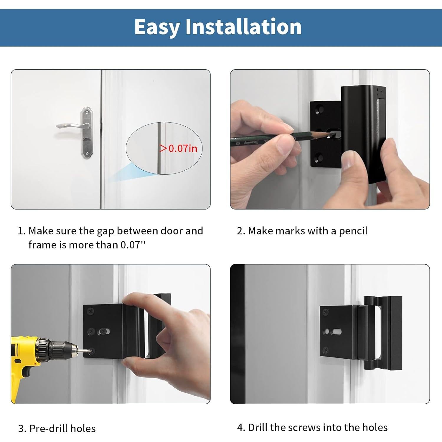 Cerradura de Refuerzo de Seguridad Auzev para Puerta Negra