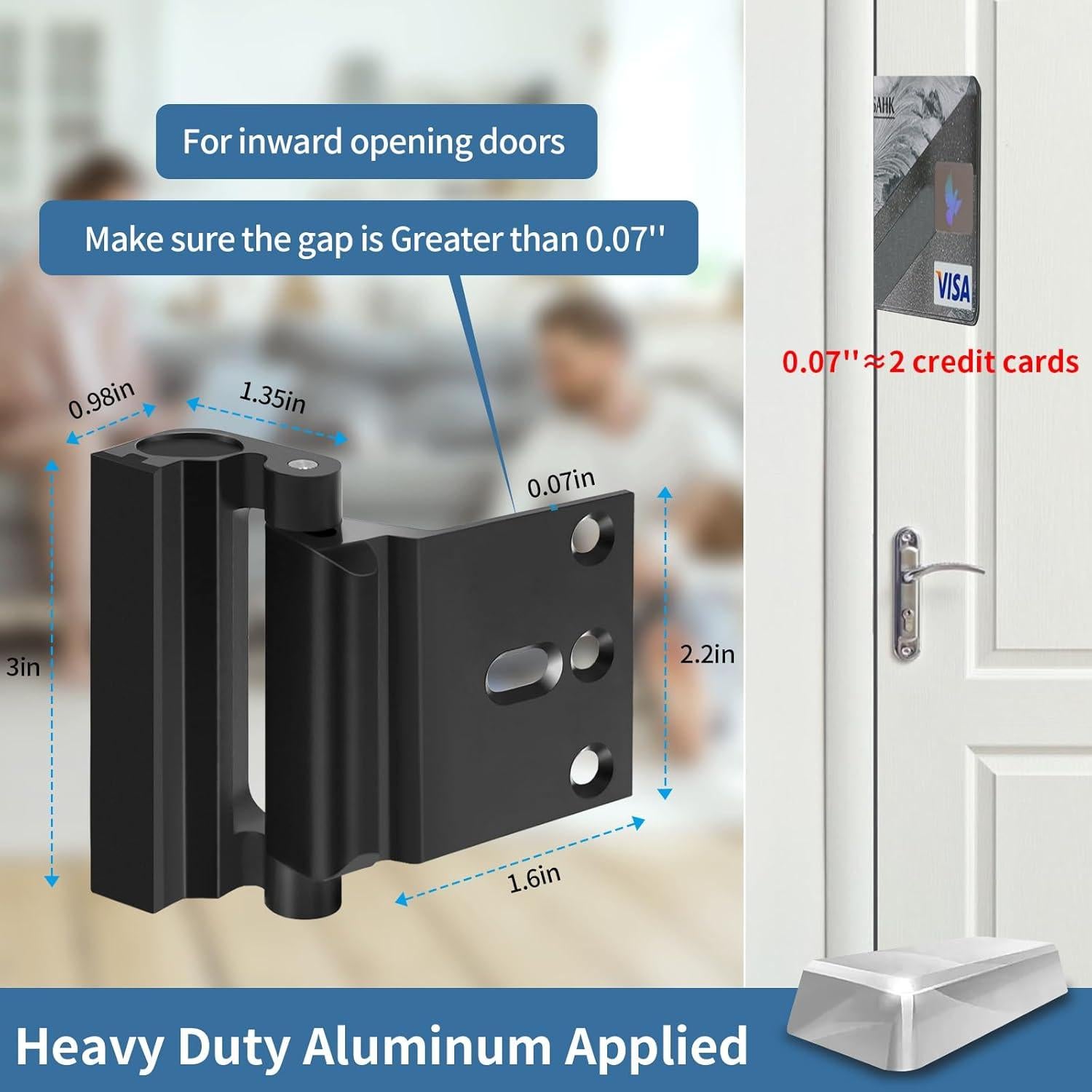 Cerradura de Refuerzo de Seguridad Auzev para Puerta Negra