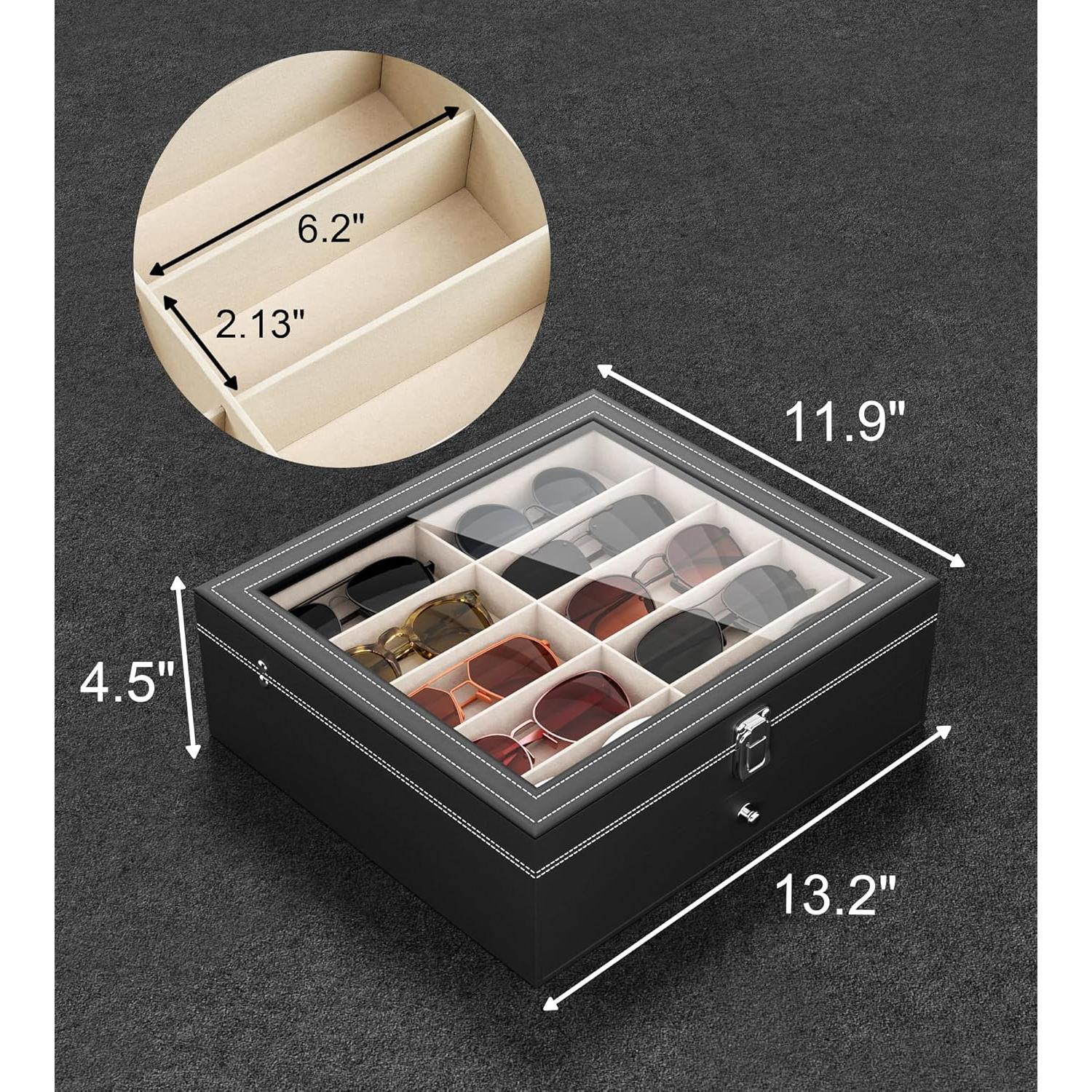 Organizador de Gafas de Sol 20 Compartimentos Negro - Almacenamiento Transparente