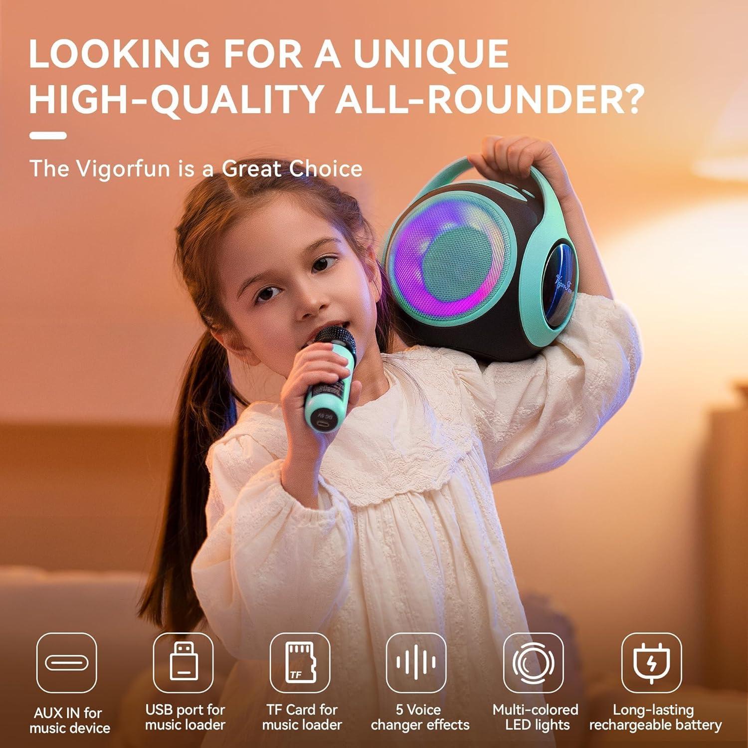 Karaoke Vigorfun Todo en Uno para Niños, Bluetooth 20W
