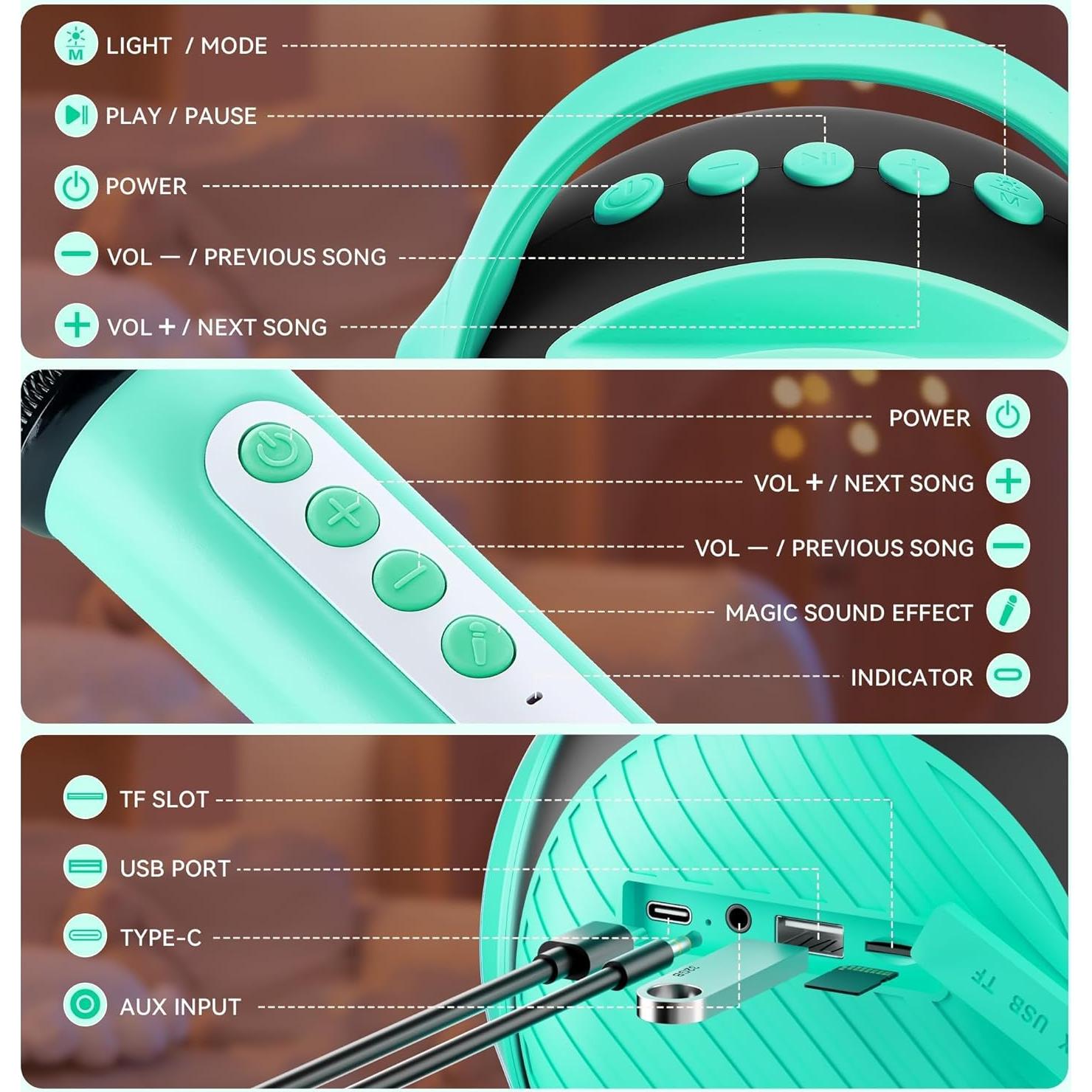 Karaoke Vigorfun Todo en Uno para Niños, Bluetooth 20W