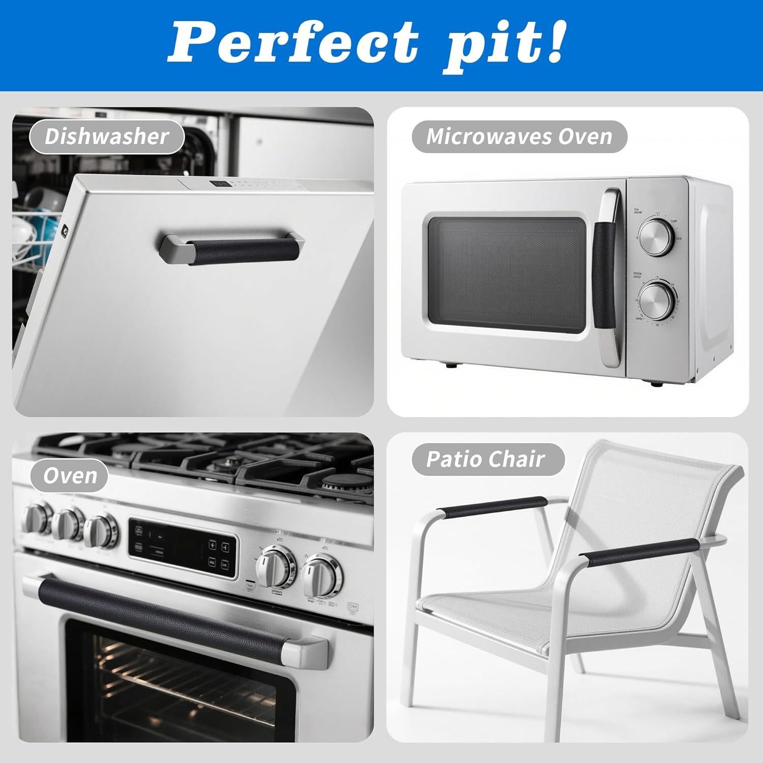 Cubiertas de Manijas de Refrigerador Hypermotion 6-Pack Negro