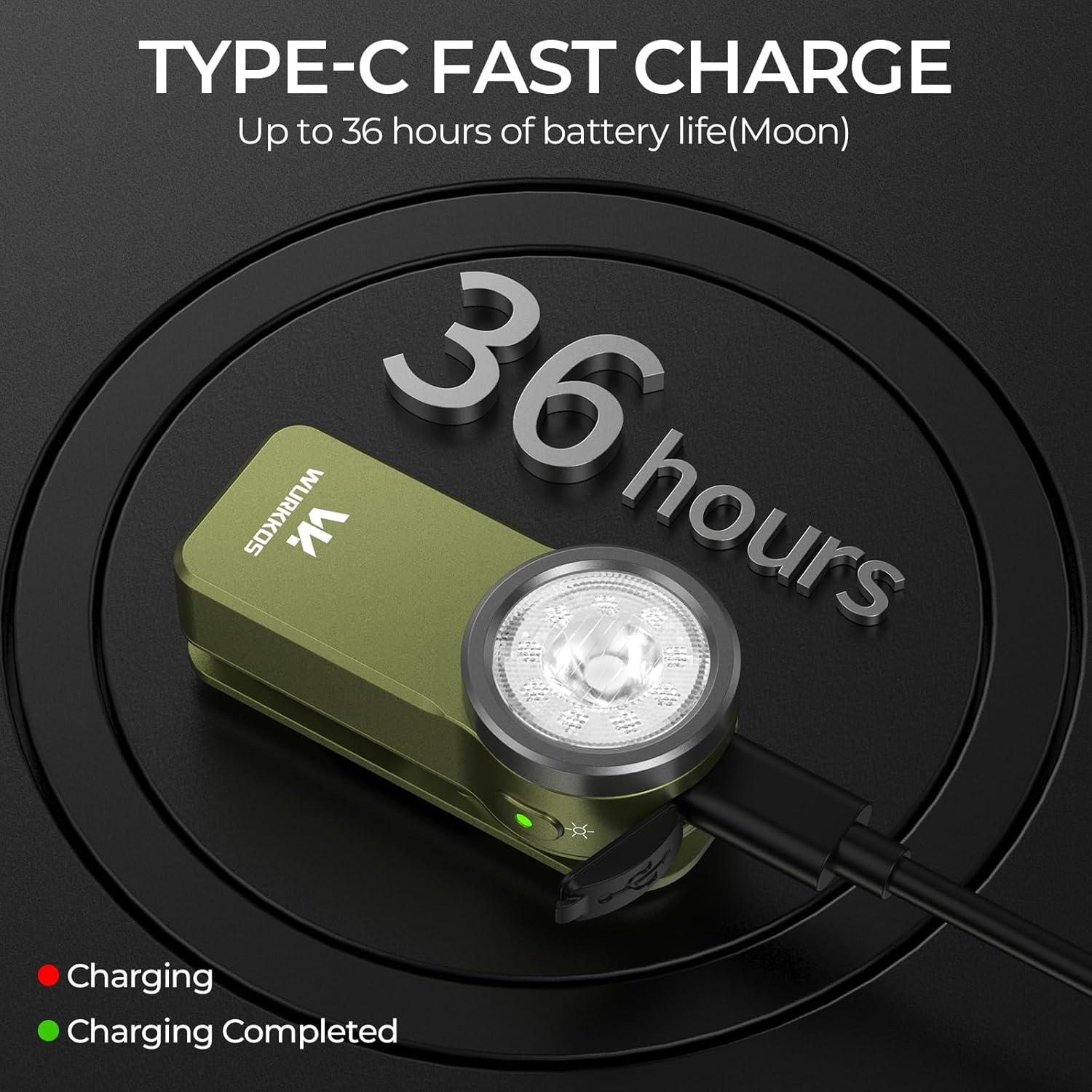 Linterna Recargable Wurkkos HD03 680 Lúmenes IPX6 Verde Oliva