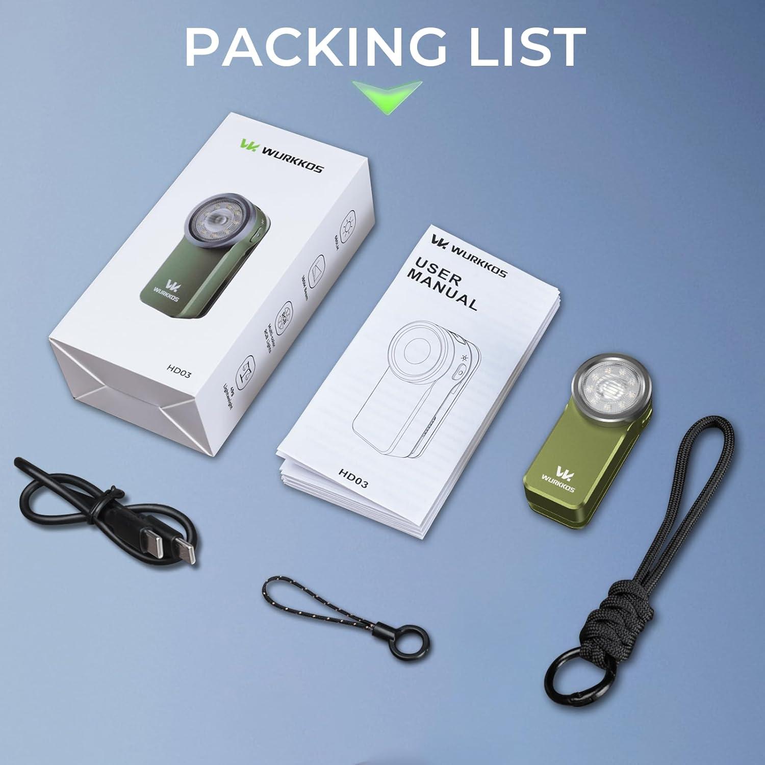 Linterna Recargable Wurkkos HD03 680 Lúmenes IPX6 Verde Oliva