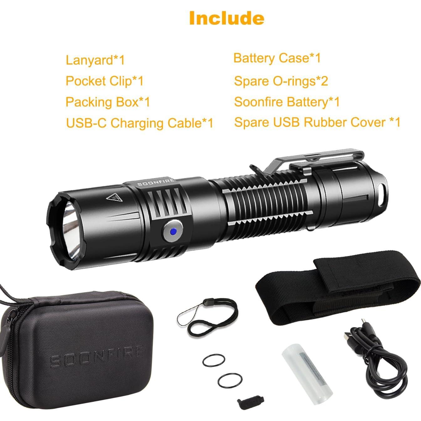 Linterna Táctica LED Soonfire MX75 2530 Lúmenes USB-C