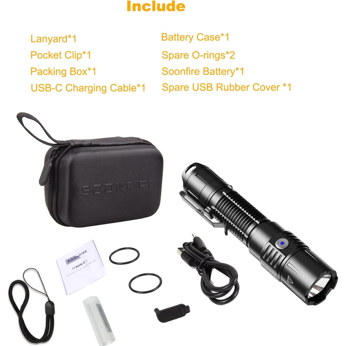 Linterna Táctica LED Soonfire MX75 2530 Lúmenes USB-C