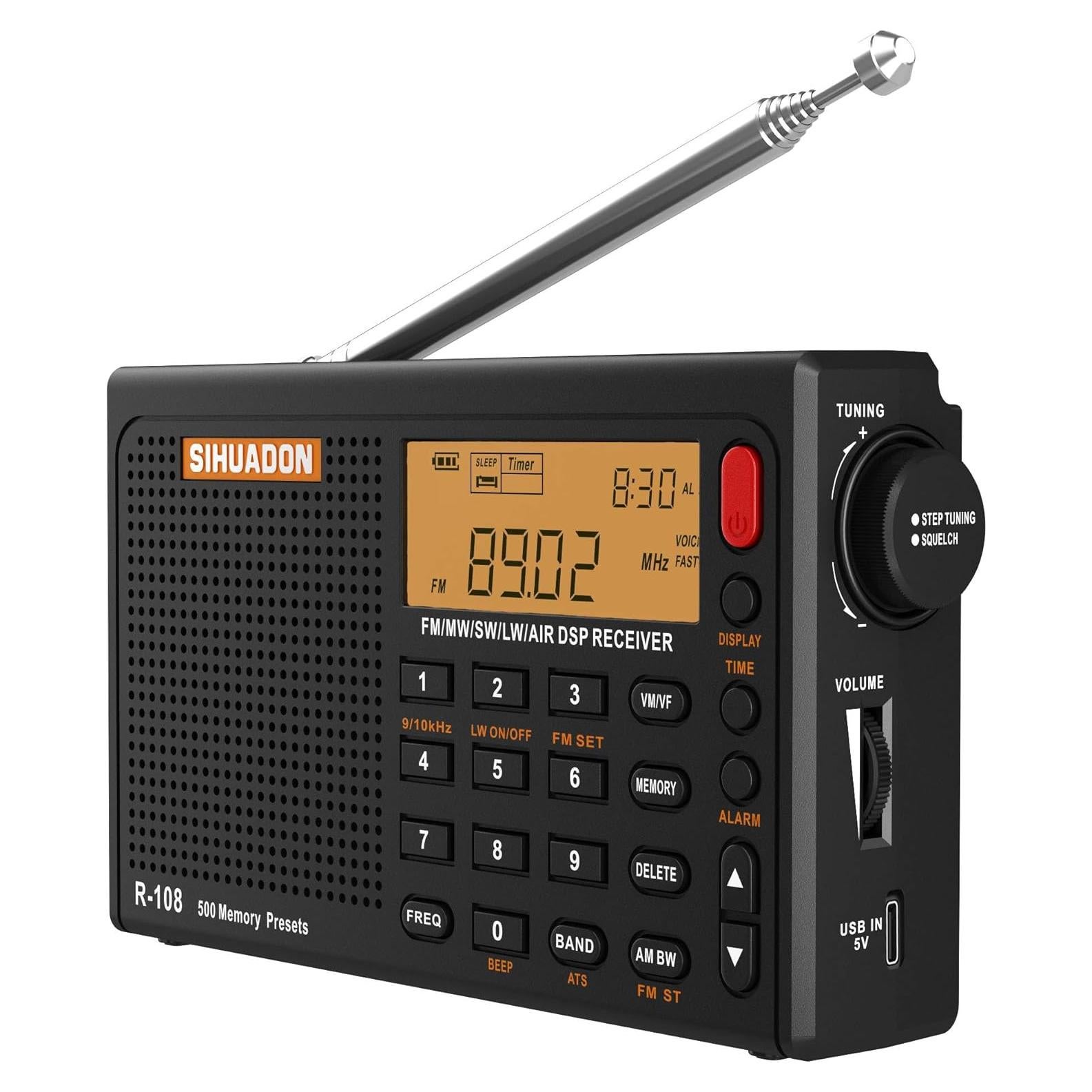 Radio Portátil AM FM SW R108 RADIWOW con DSP y Auriculares