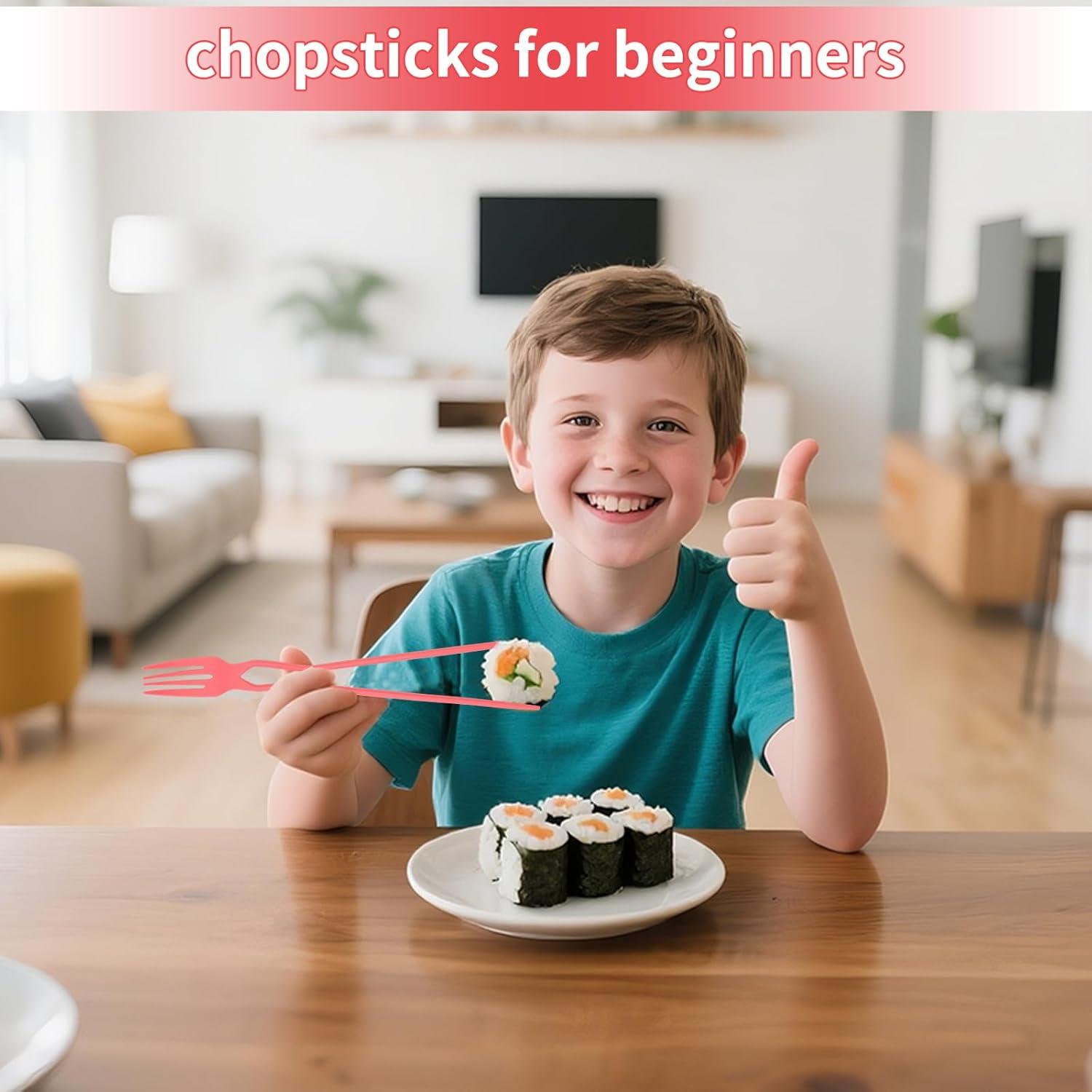 Combo de Palillos y Tenedor RRISETAG 20 Piezas Rojo 2-en-1