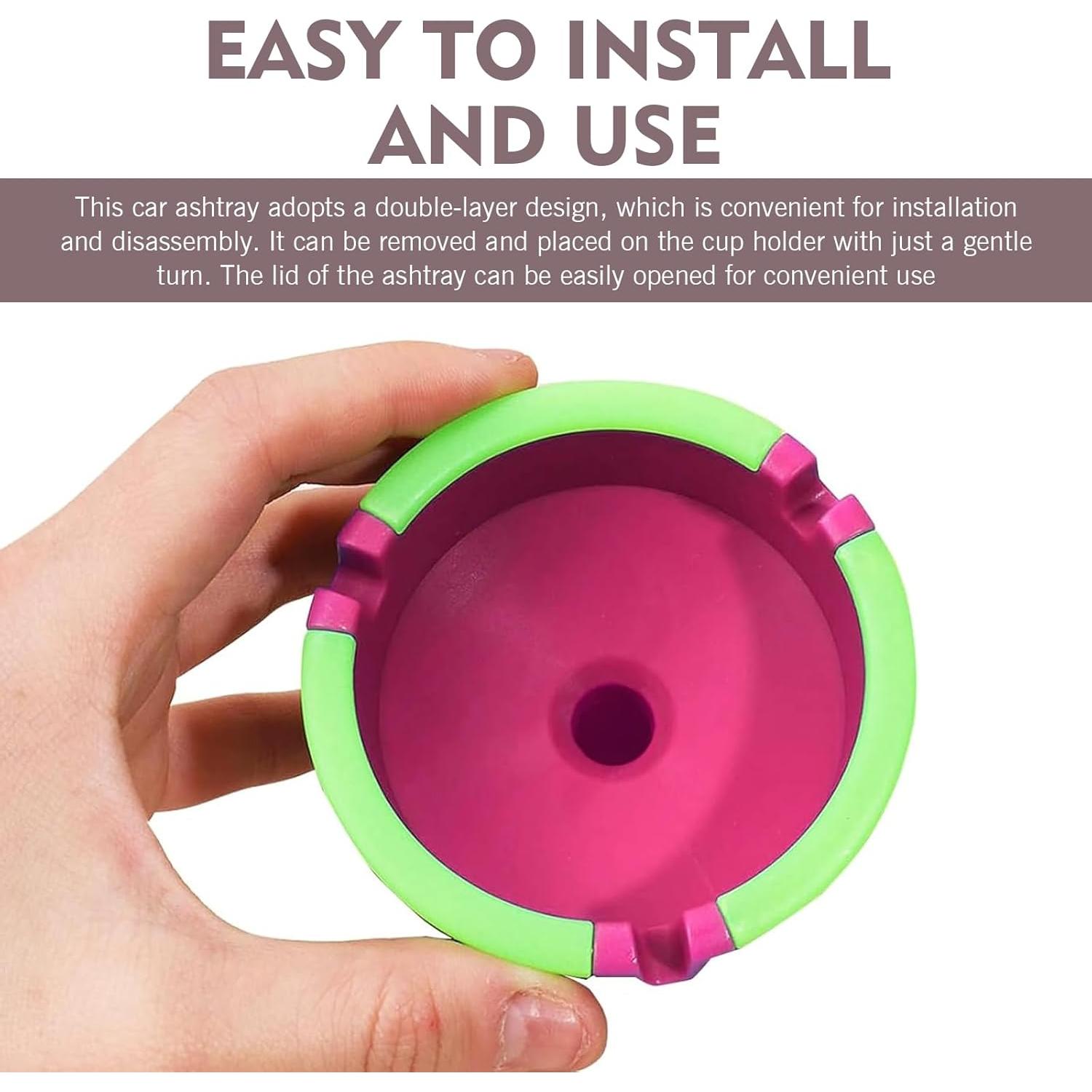 Cenicero de Coche MLY 2 Piezas Sin Humo Rosa a Prueba de Olores