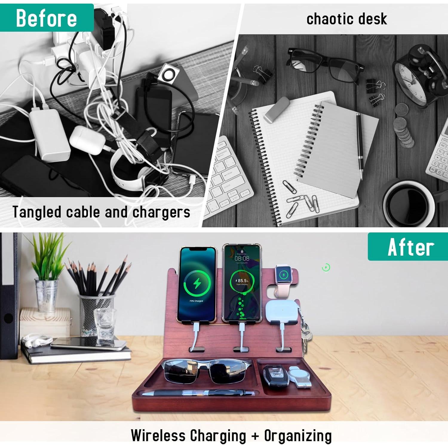 Estación de Carga USB Madera Xunhomon 22.5W PD QC3.0