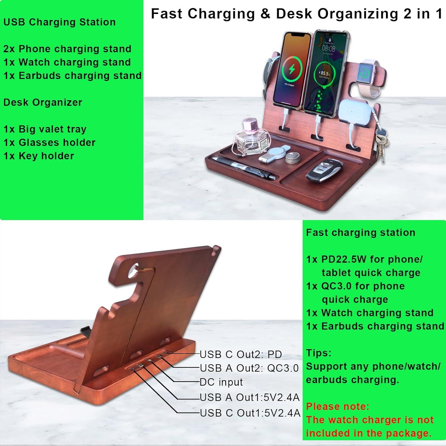 Estación de Carga USB Madera Xunhomon 22.5W PD QC3.0