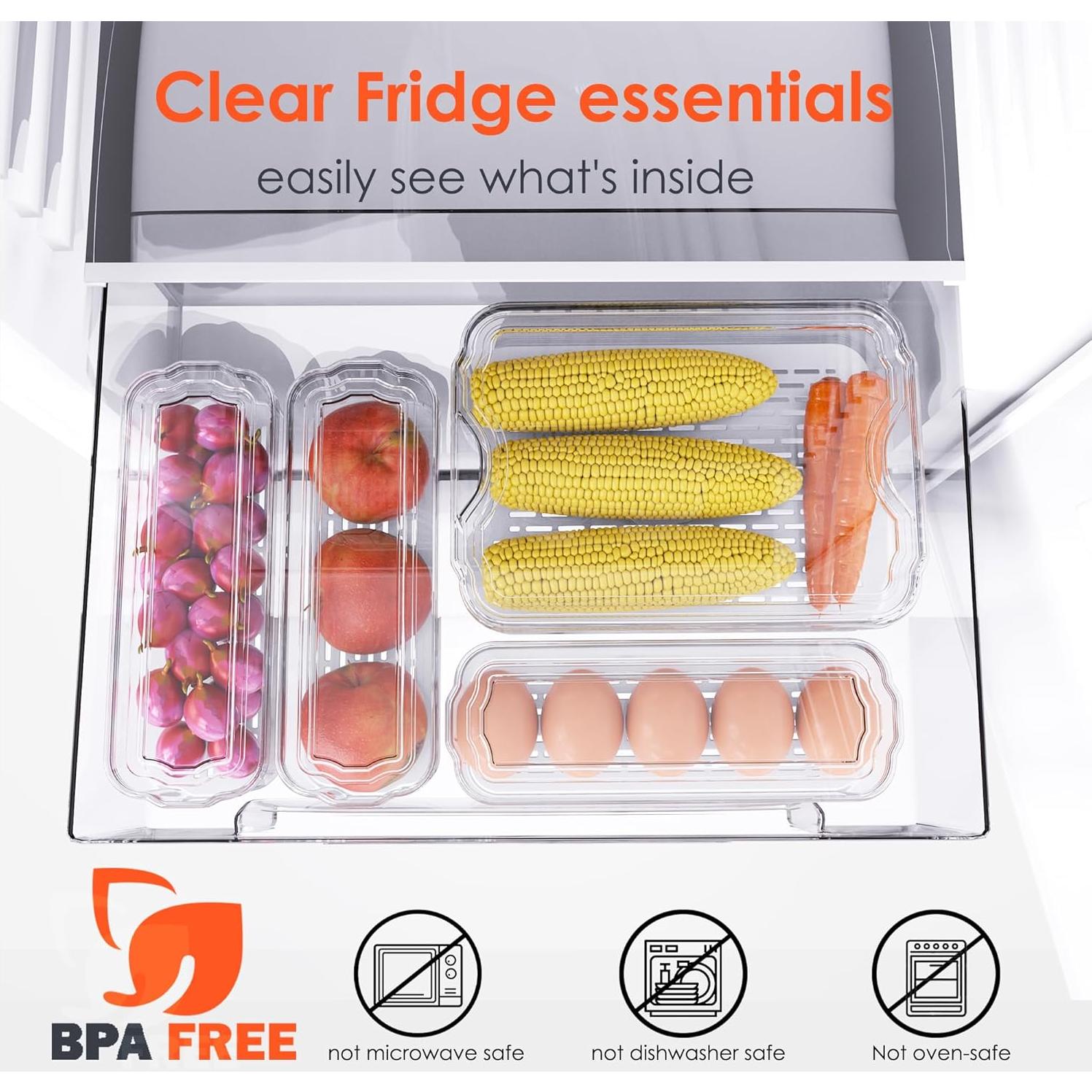 Organizadores de Nevera SMRCAD - 4 Contenedores Transparentes Apilables