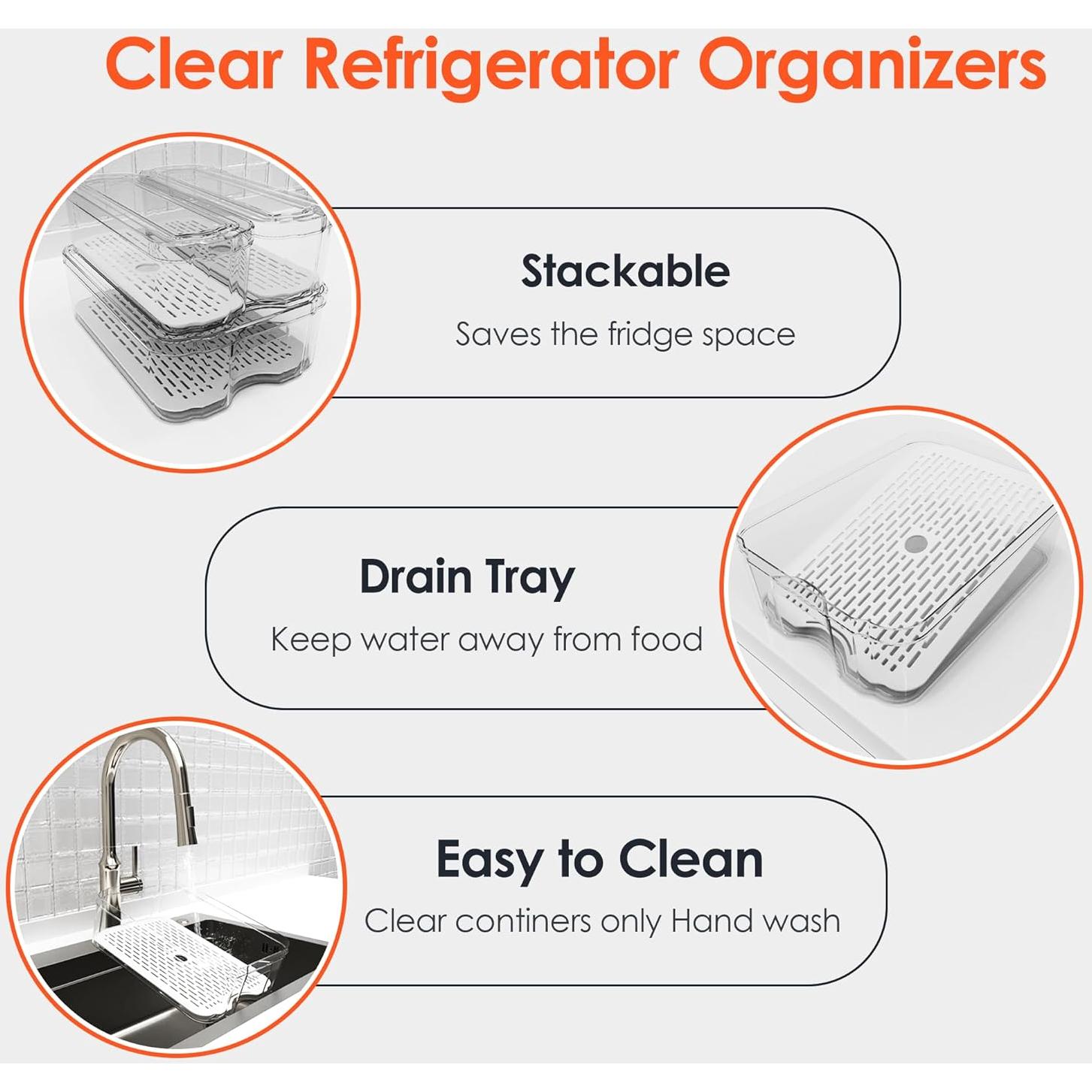 Organizadores de Nevera SMRCAD - 4 Contenedores Transparentes Apilables