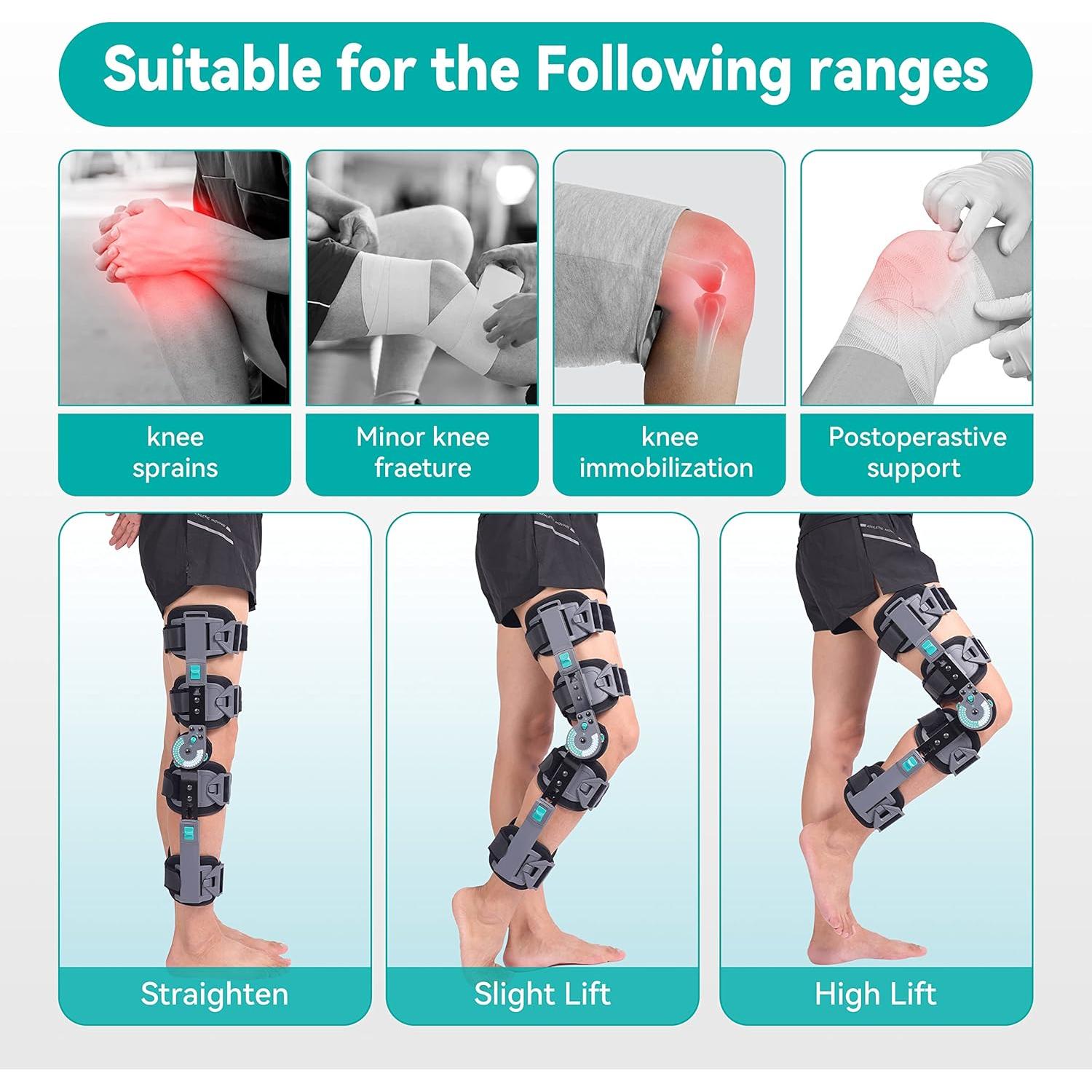 Férula de Rodilla DOUKOM Ajustable con Bisagra para Rehabilitación