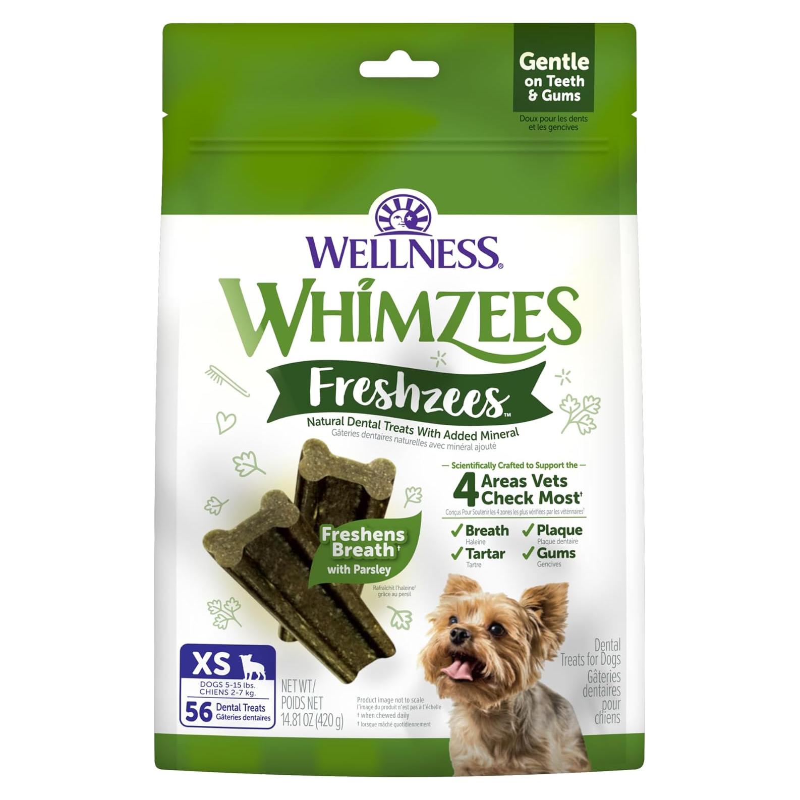 Golosinas Dentales WHIMZEES Freshzees para Perros XS - 56 Unidades