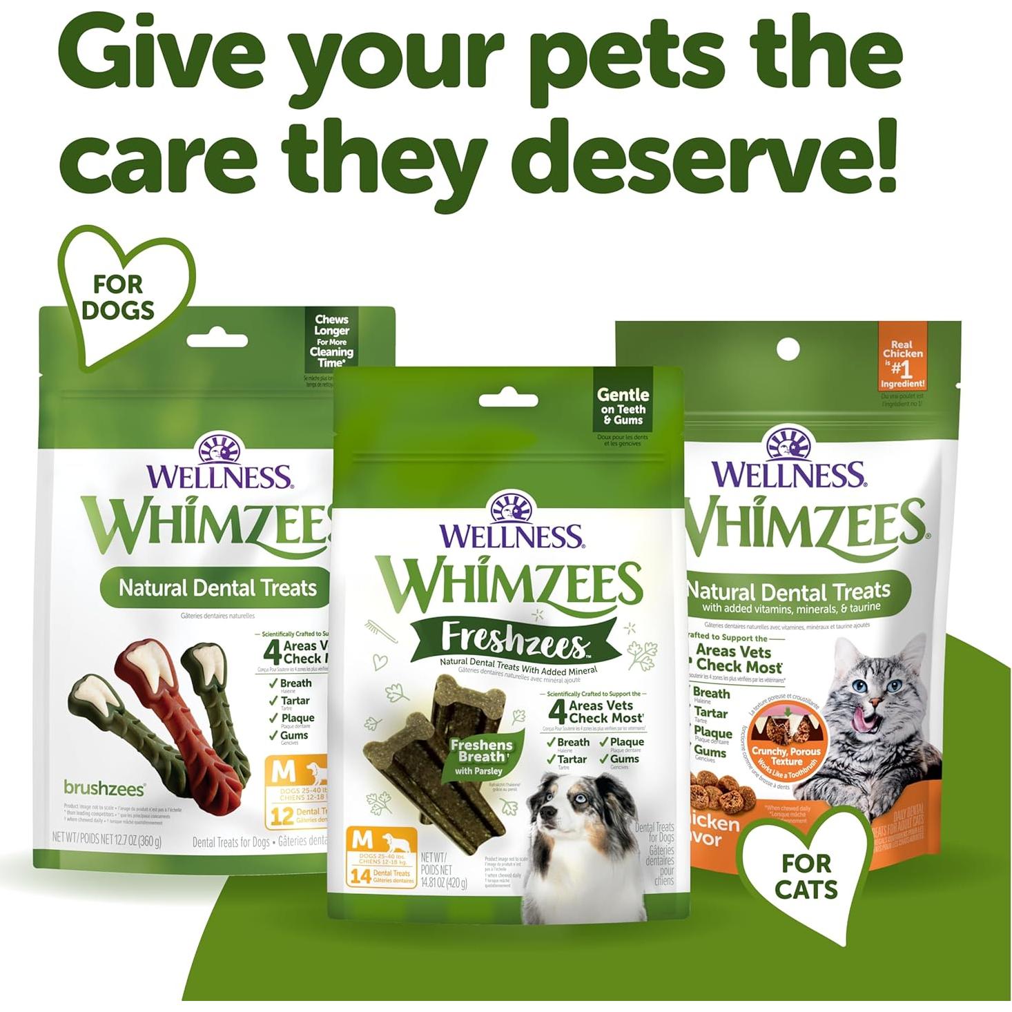 Golosinas Dentales WHIMZEES Freshzees para Perros XS - 56 Unidades