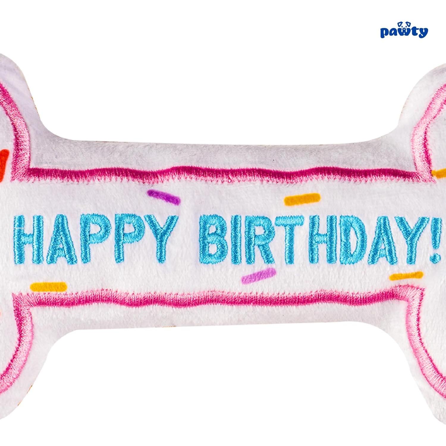 Hueso de Cumpleaños para Perros Pawty - Juguete Interactivo Rosa