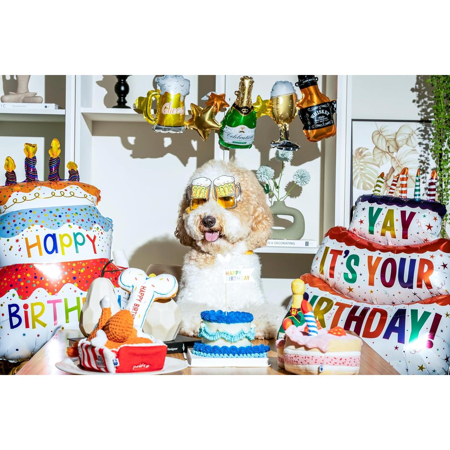 Hueso de Cumpleaños para Perros Pawty - Juguete Interactivo Rosa