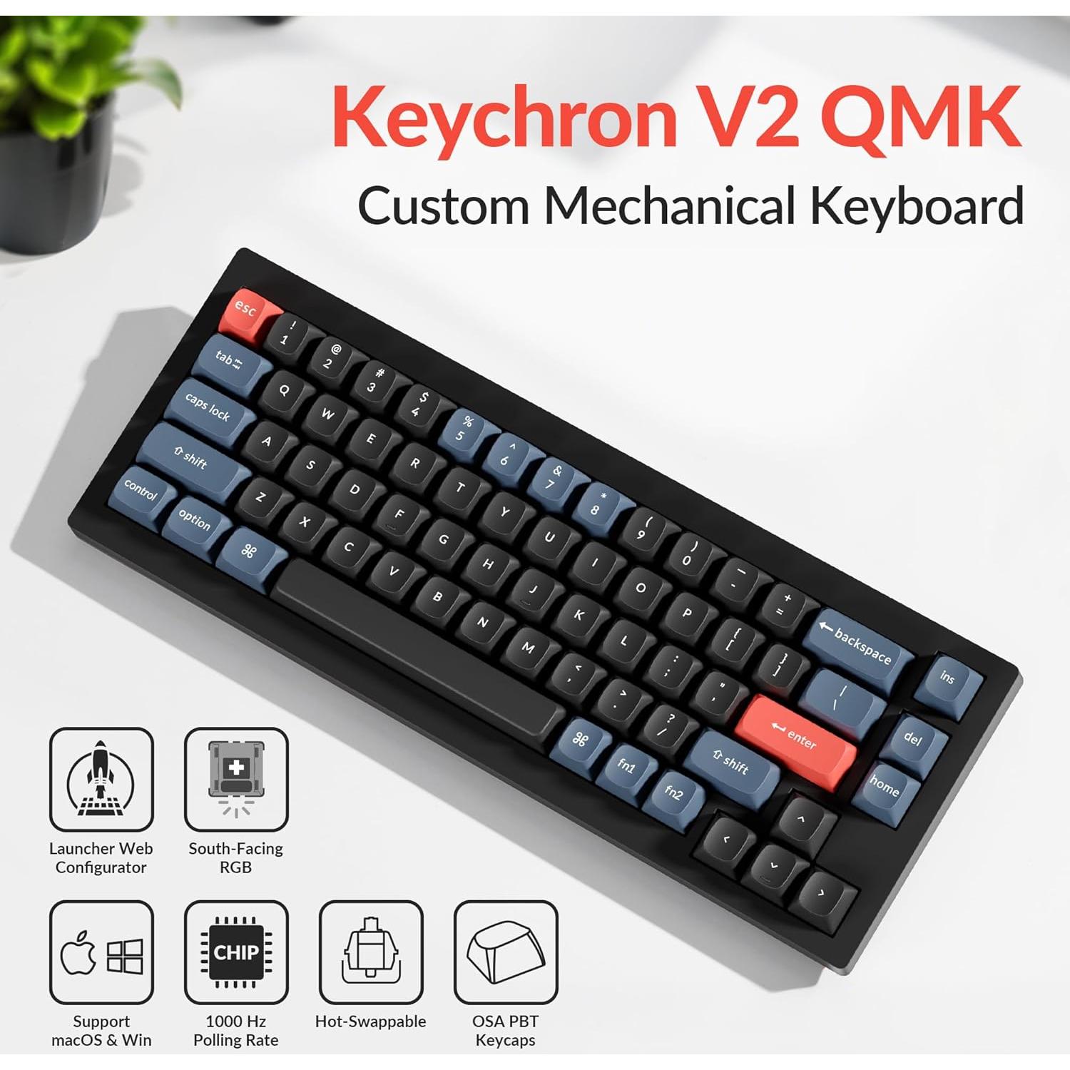 Teclado Mecánico Keychron V2 65% QMK/VIA Intercambiable Negro